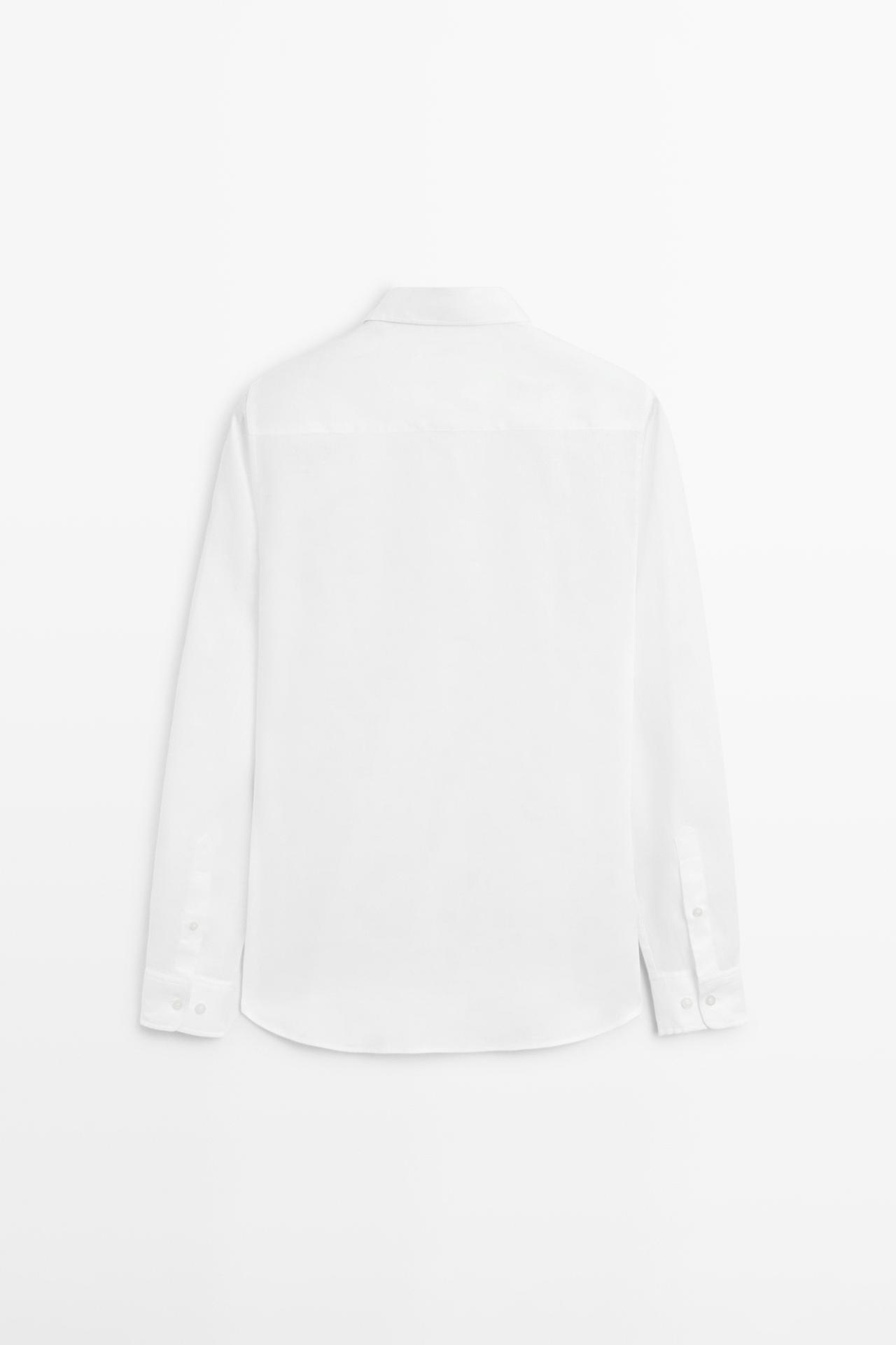 100% linen slim fit shirt — WHITE