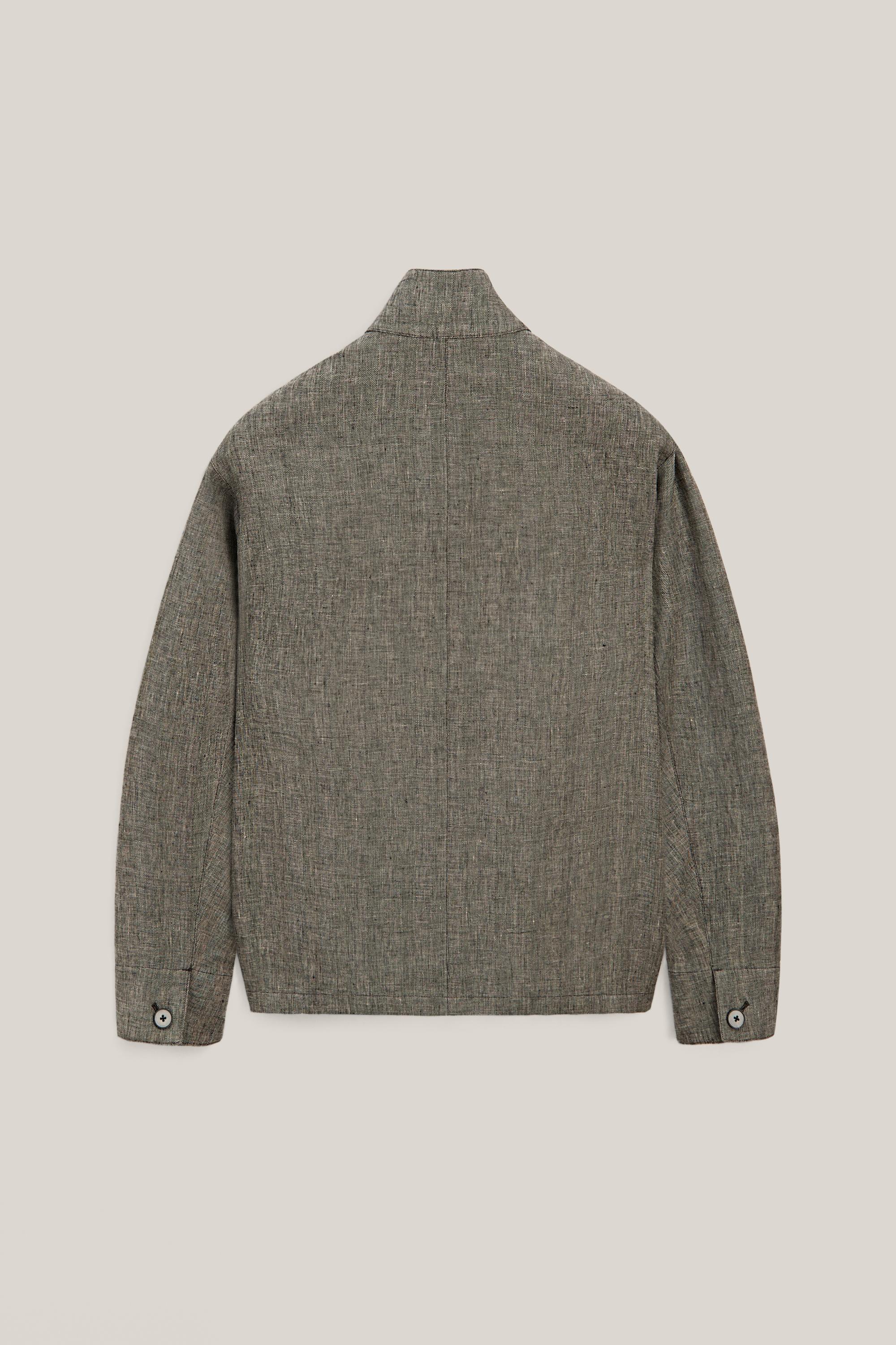 Linen bomber jacket with herringbone detail - LIMITED EDITION — Washed