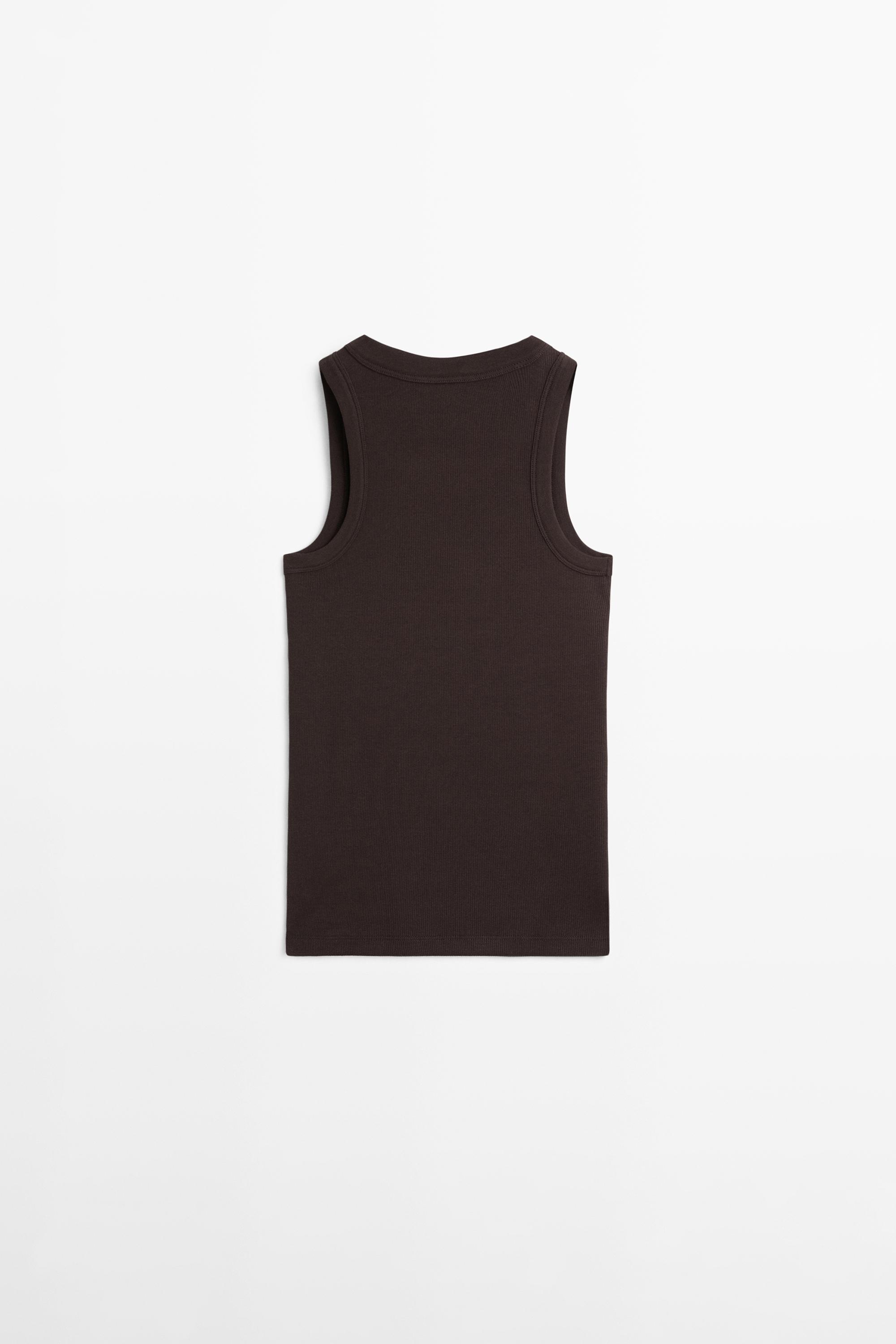 Cotton blend halter top — BROWN