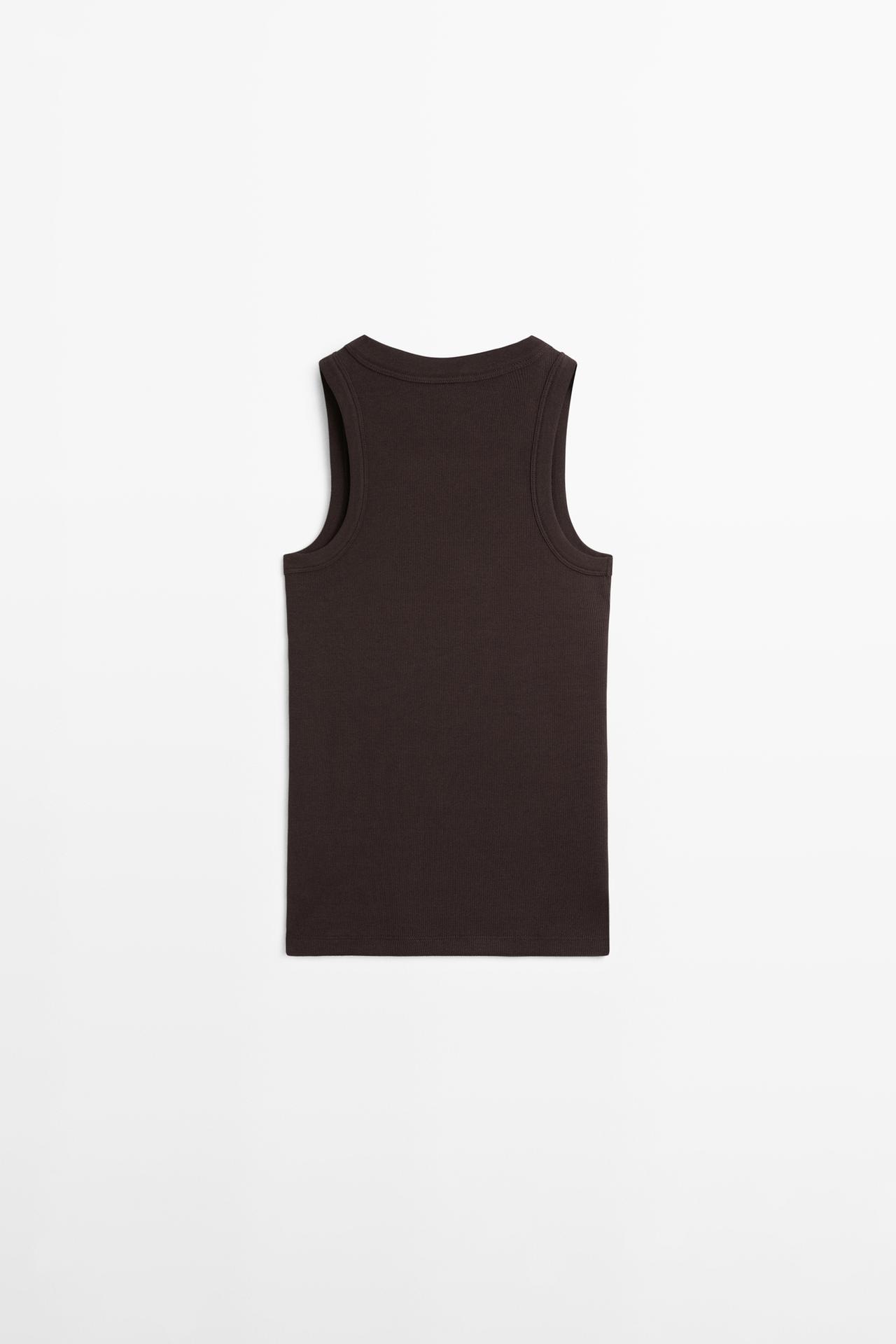 Cotton blend halter top — BROWN