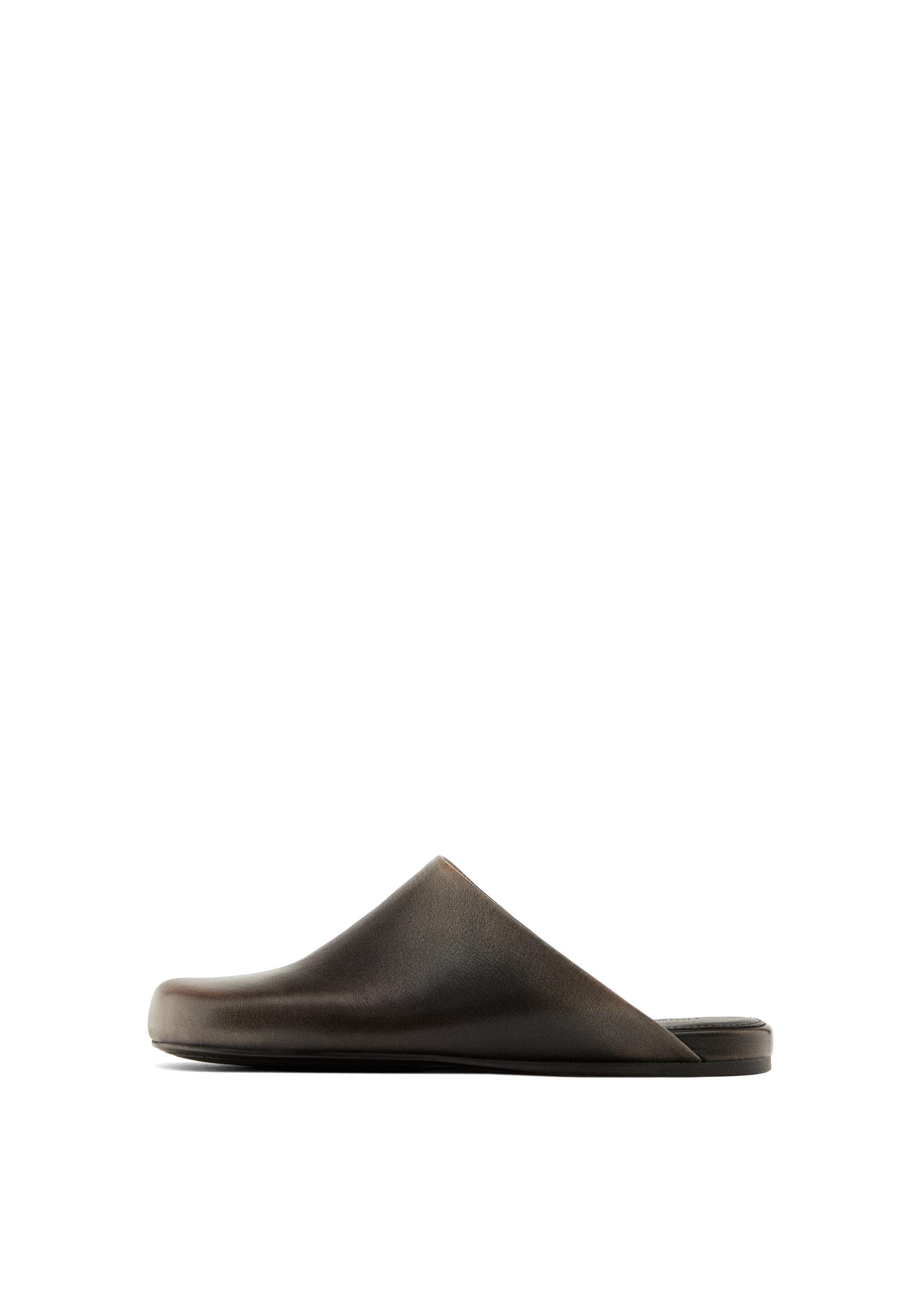 Leather mule clogs — BROWN