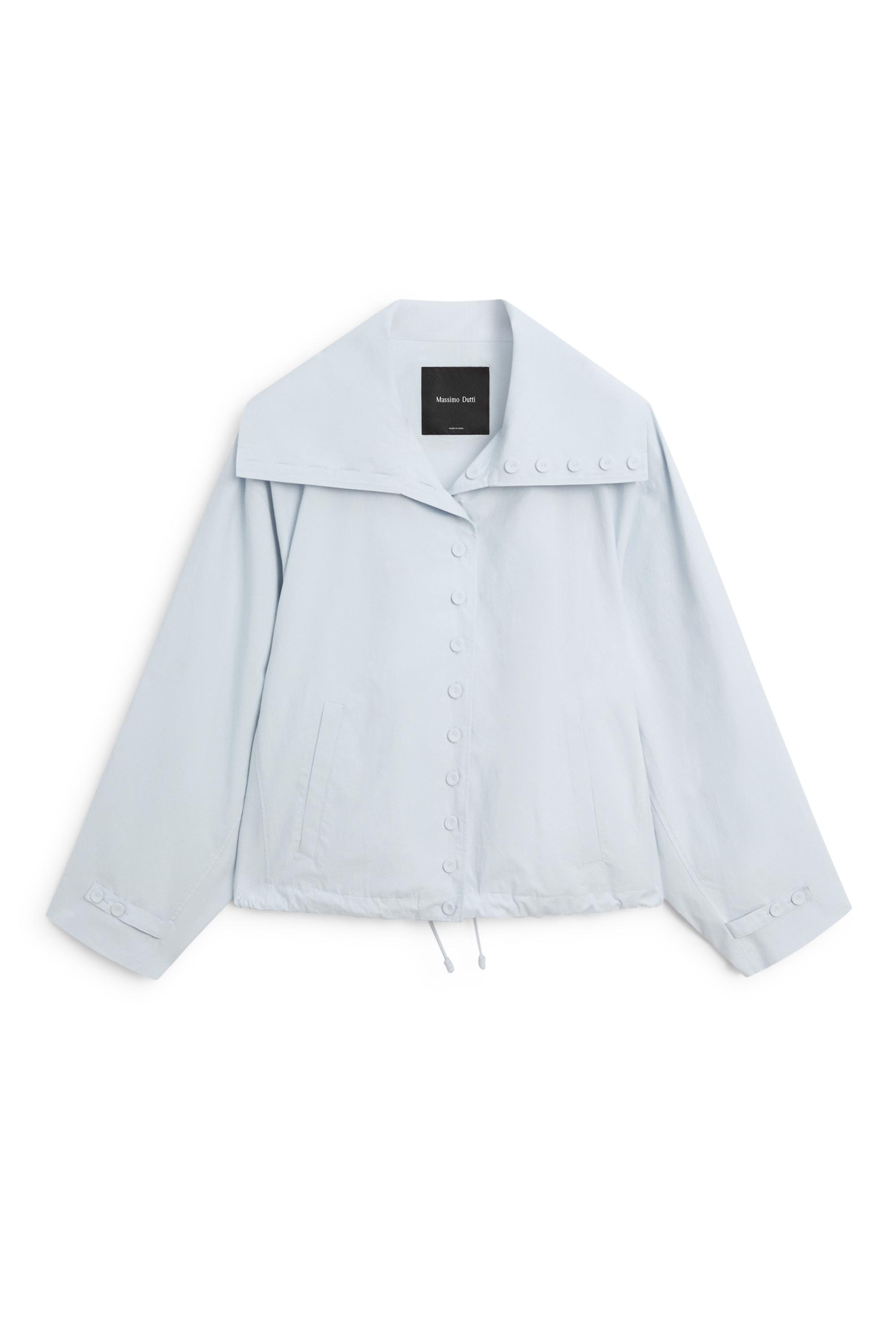 Cropped button-detail bomber jacket — FADED BLUE