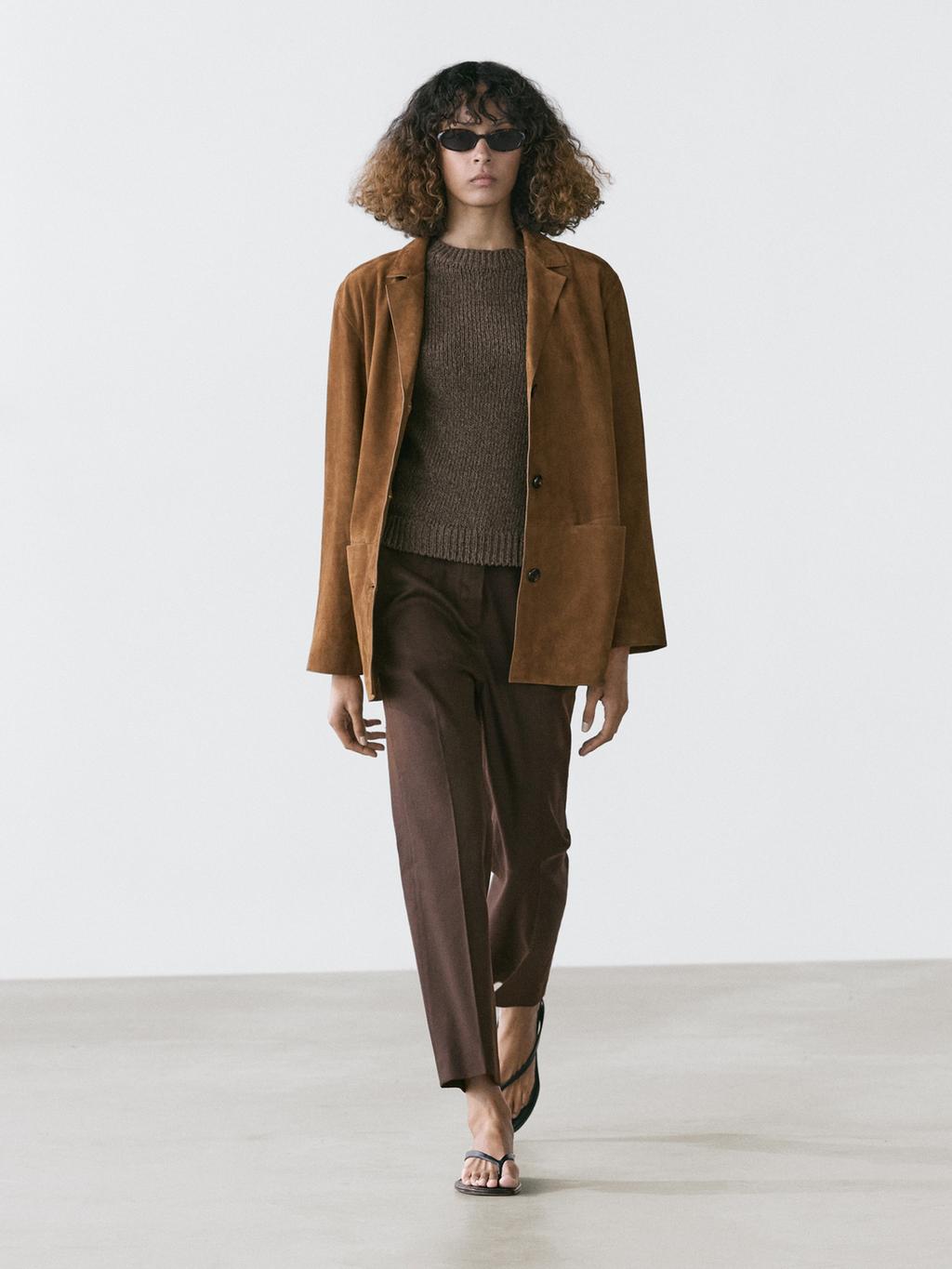 mid-range structured suede blazer for women