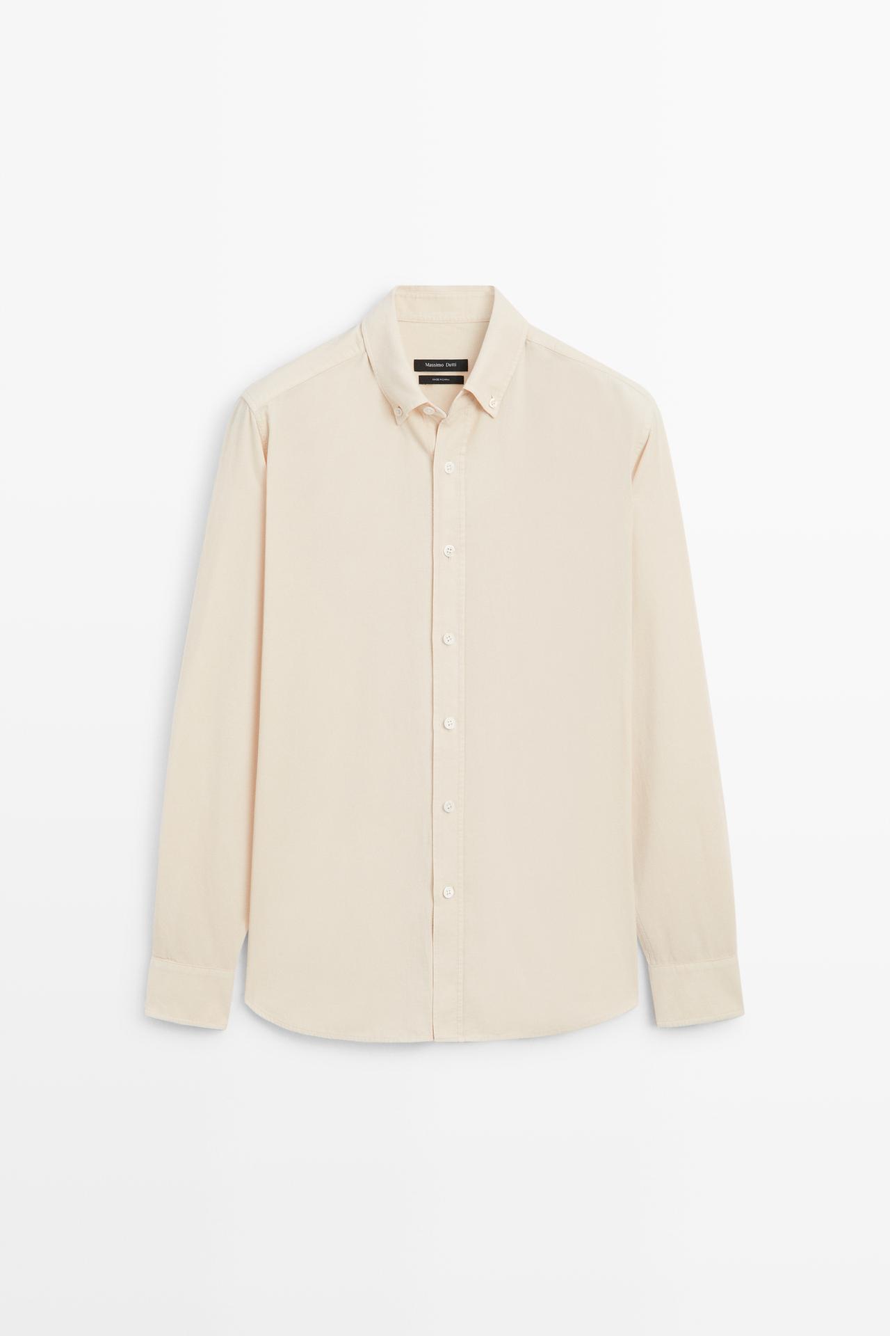 Regular fit needlecord shirt — SAND