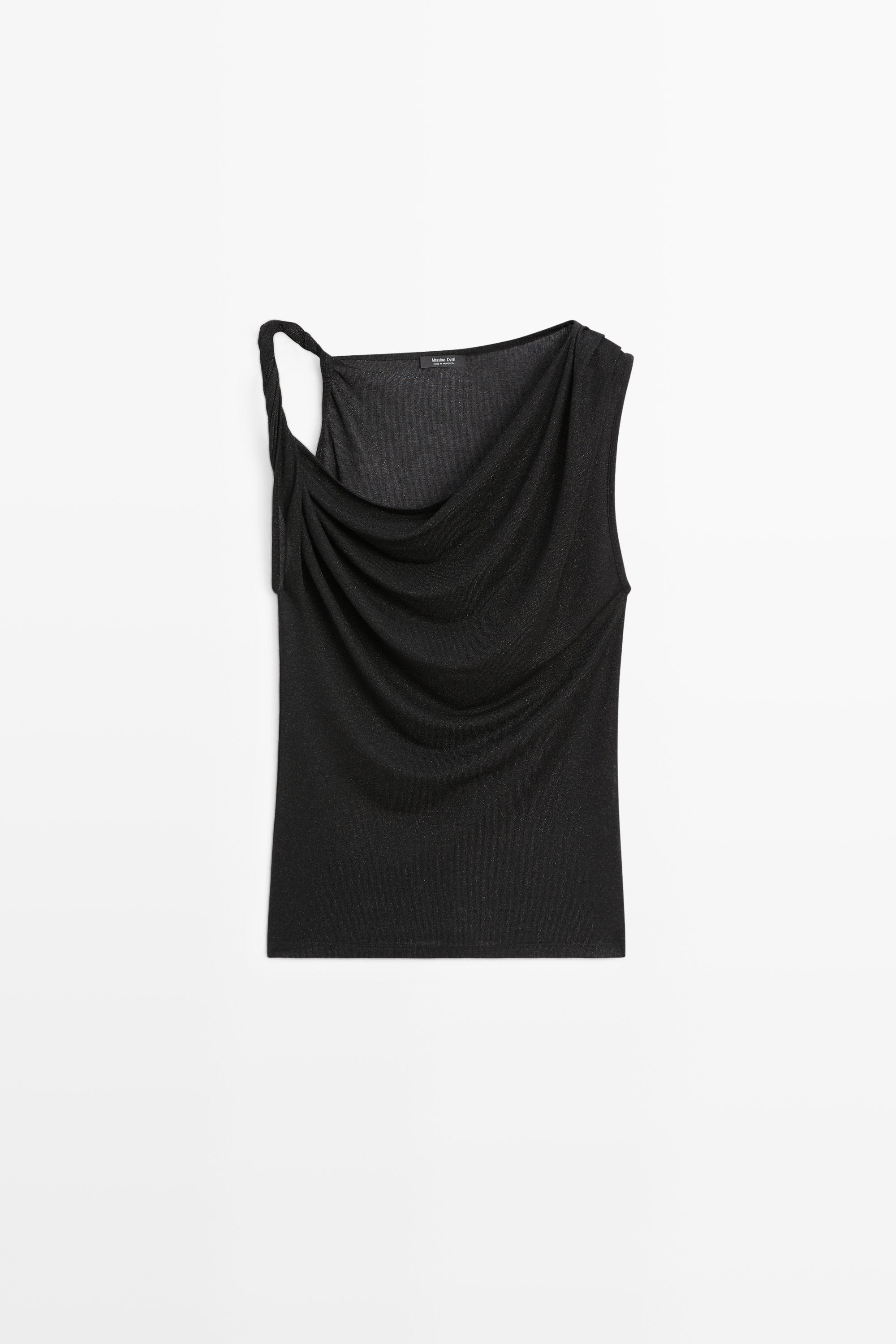 Top drapeado brillo detalle nudo