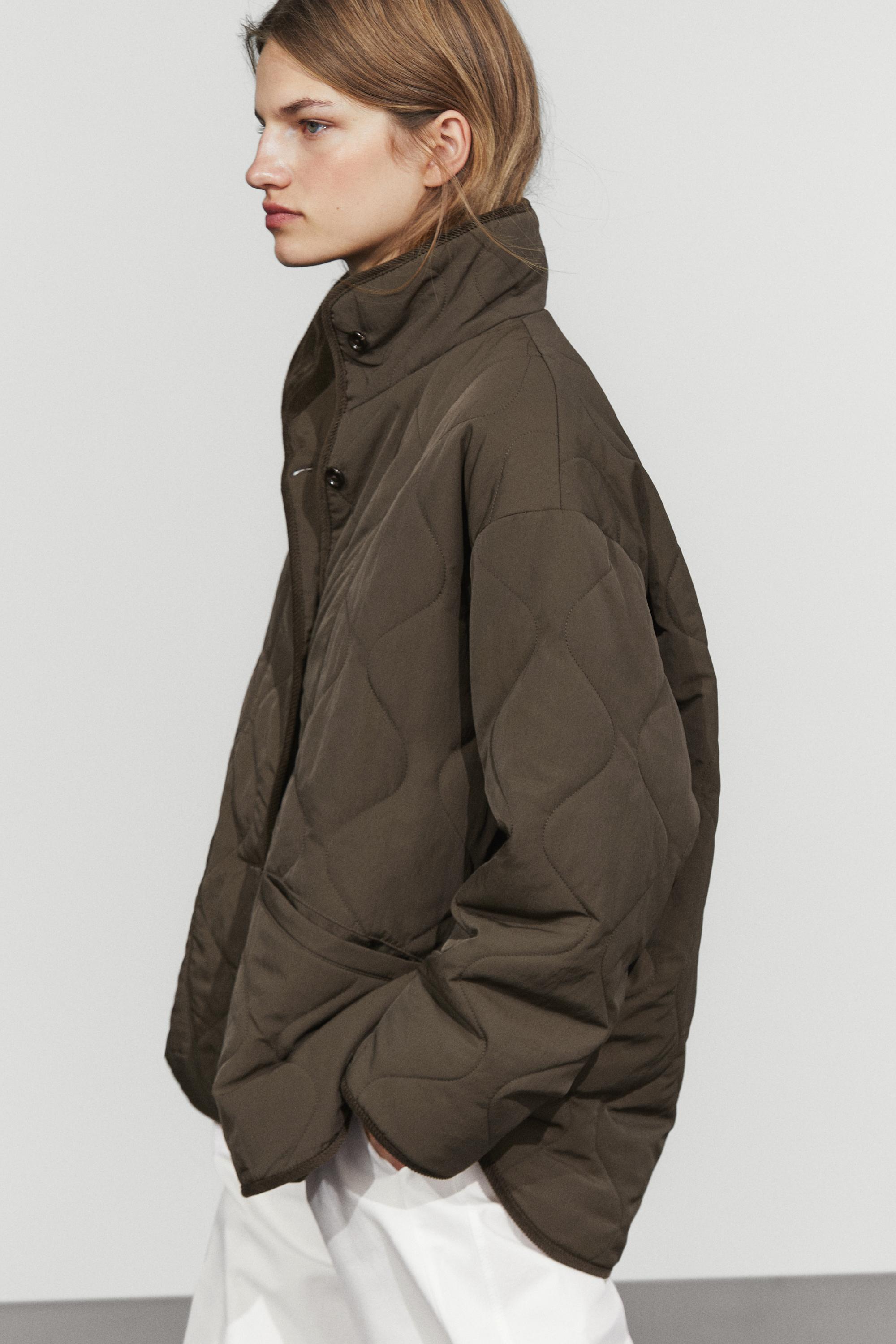 Jacket with wavy stitching detail — BROWN