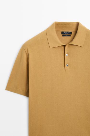 100% cotton knit polo sweater — MUSTARD YELLOW 9