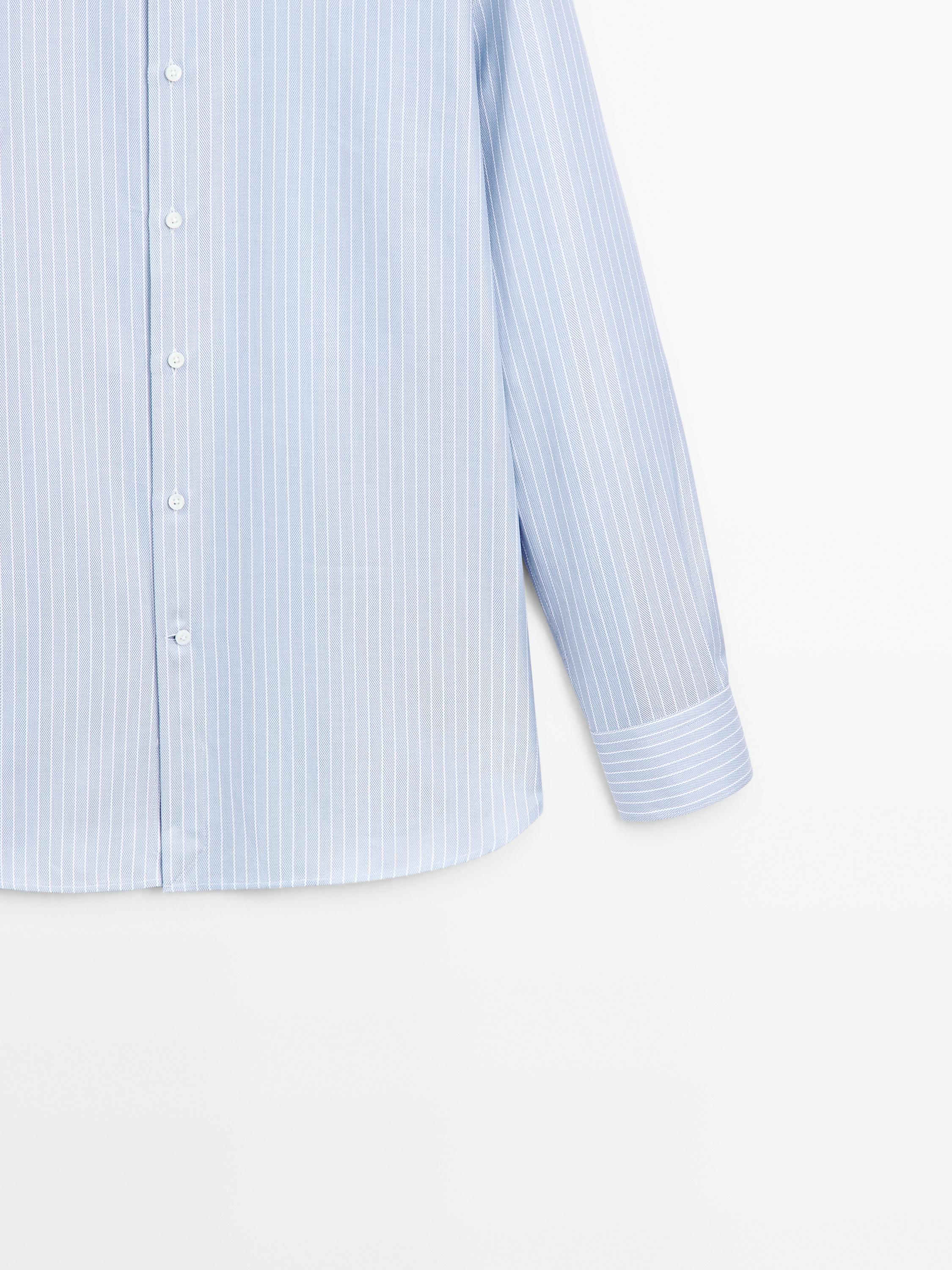 Slim fit striped 100% cotton shirt