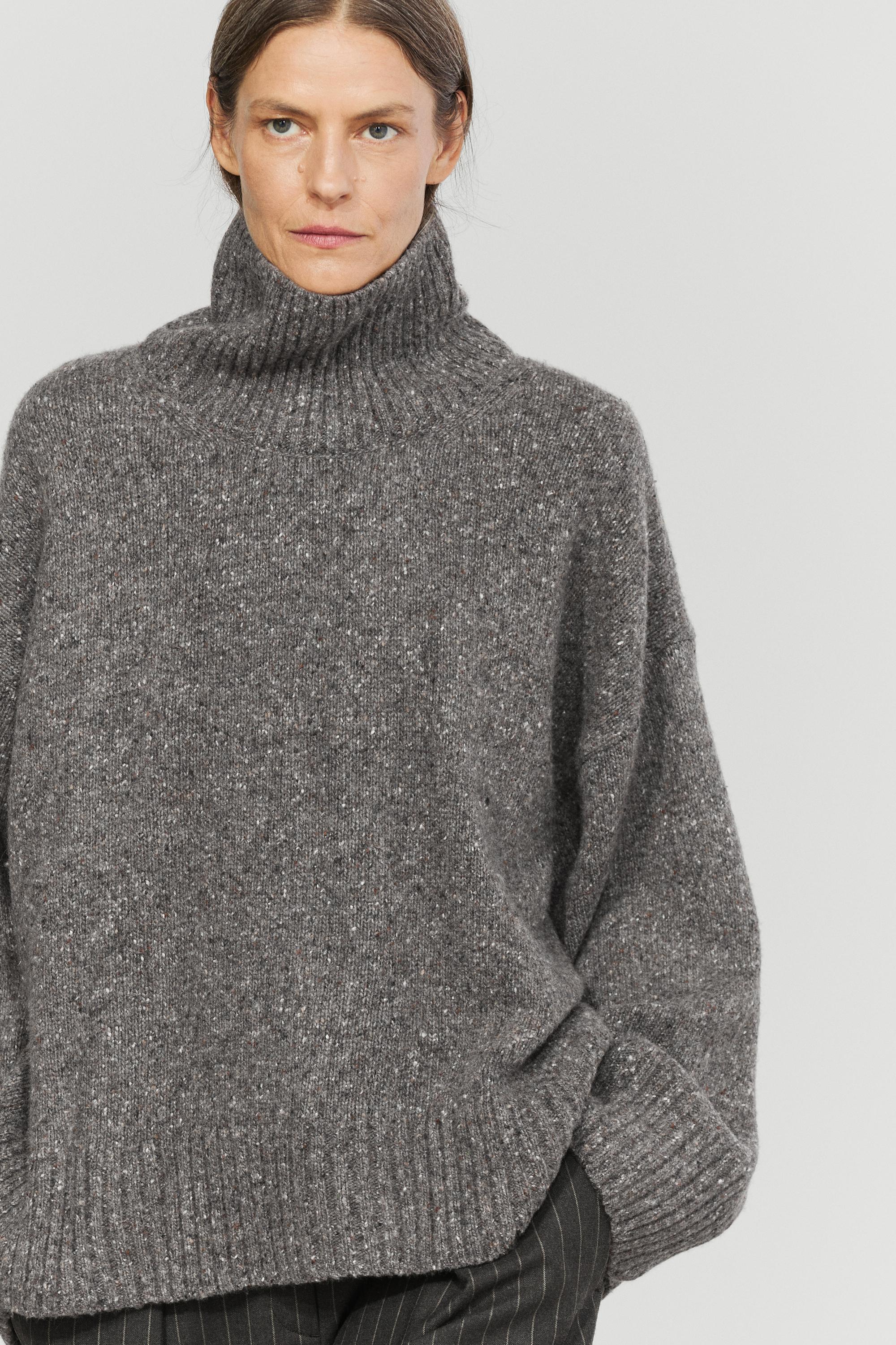 Wool blend turtleneck knit sweater