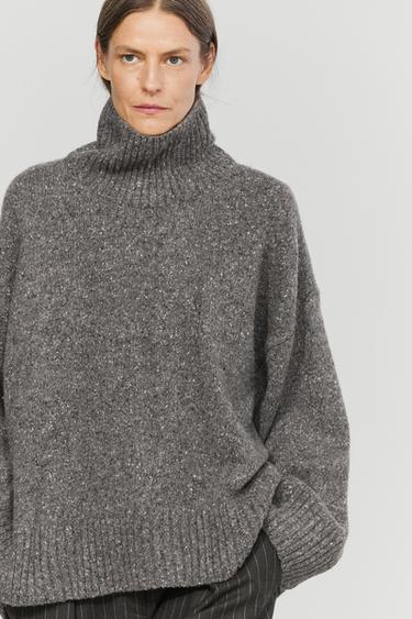 Wool-blend knit turtleneck sweater — GREY 3