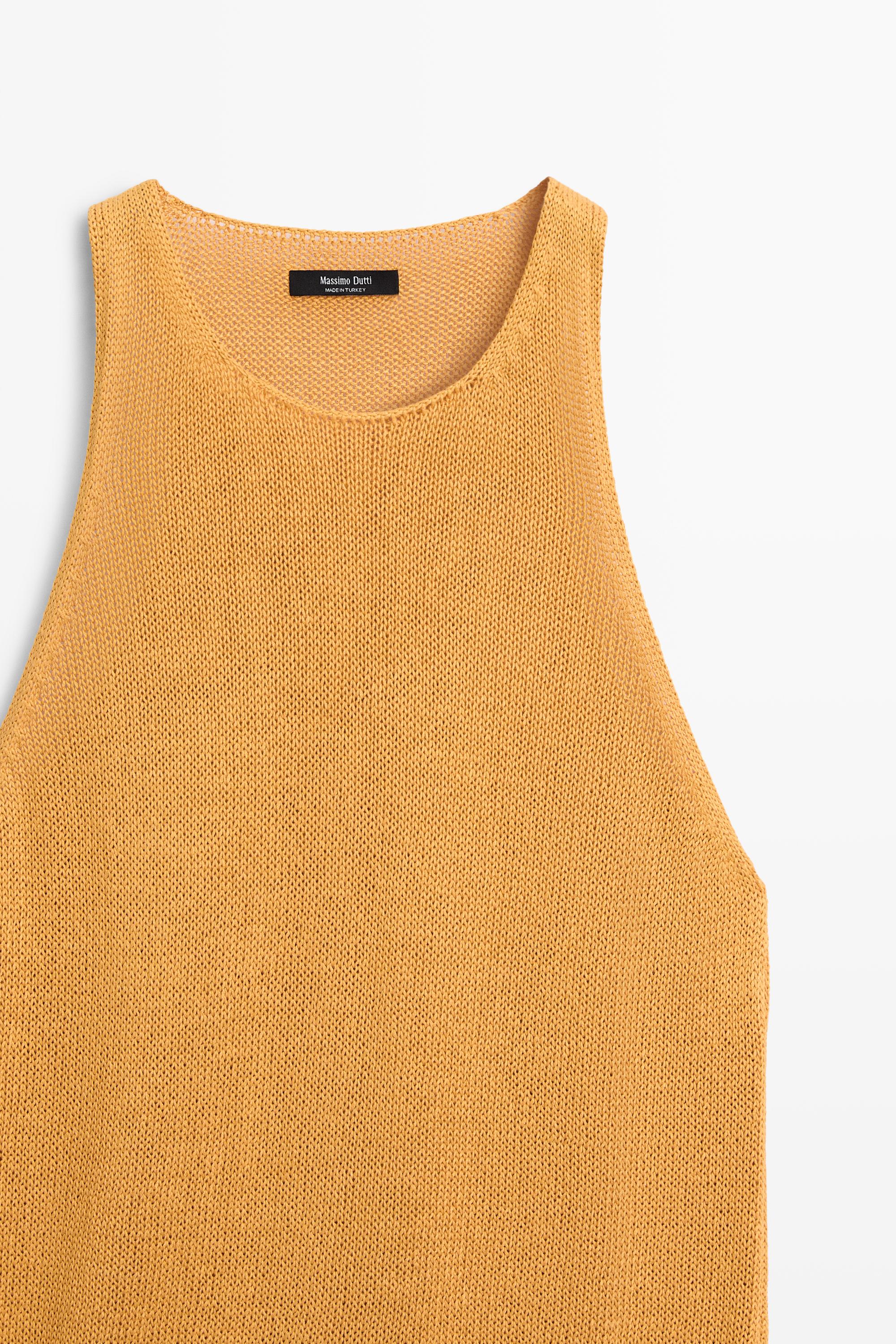 Sleeveless knit halter top — YELLOW