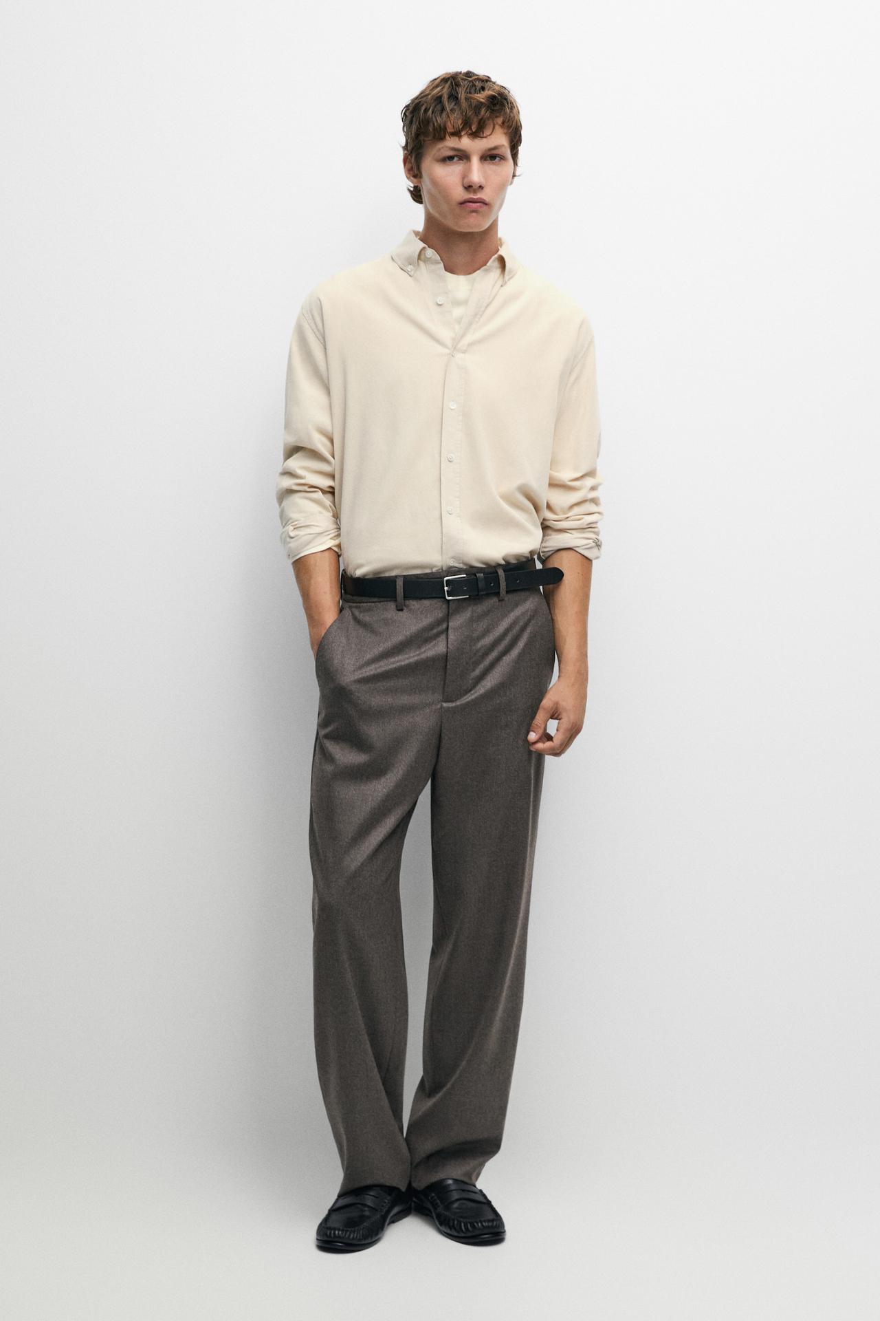 Regular fit needlecord shirt — SAND