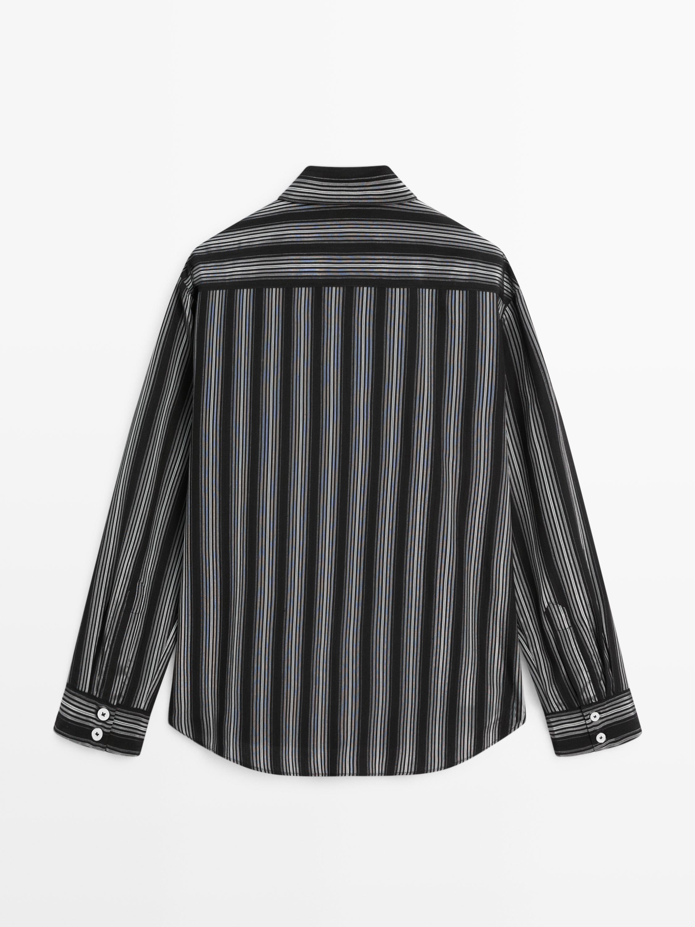 Flowing shirt with striped detailing — BLACK