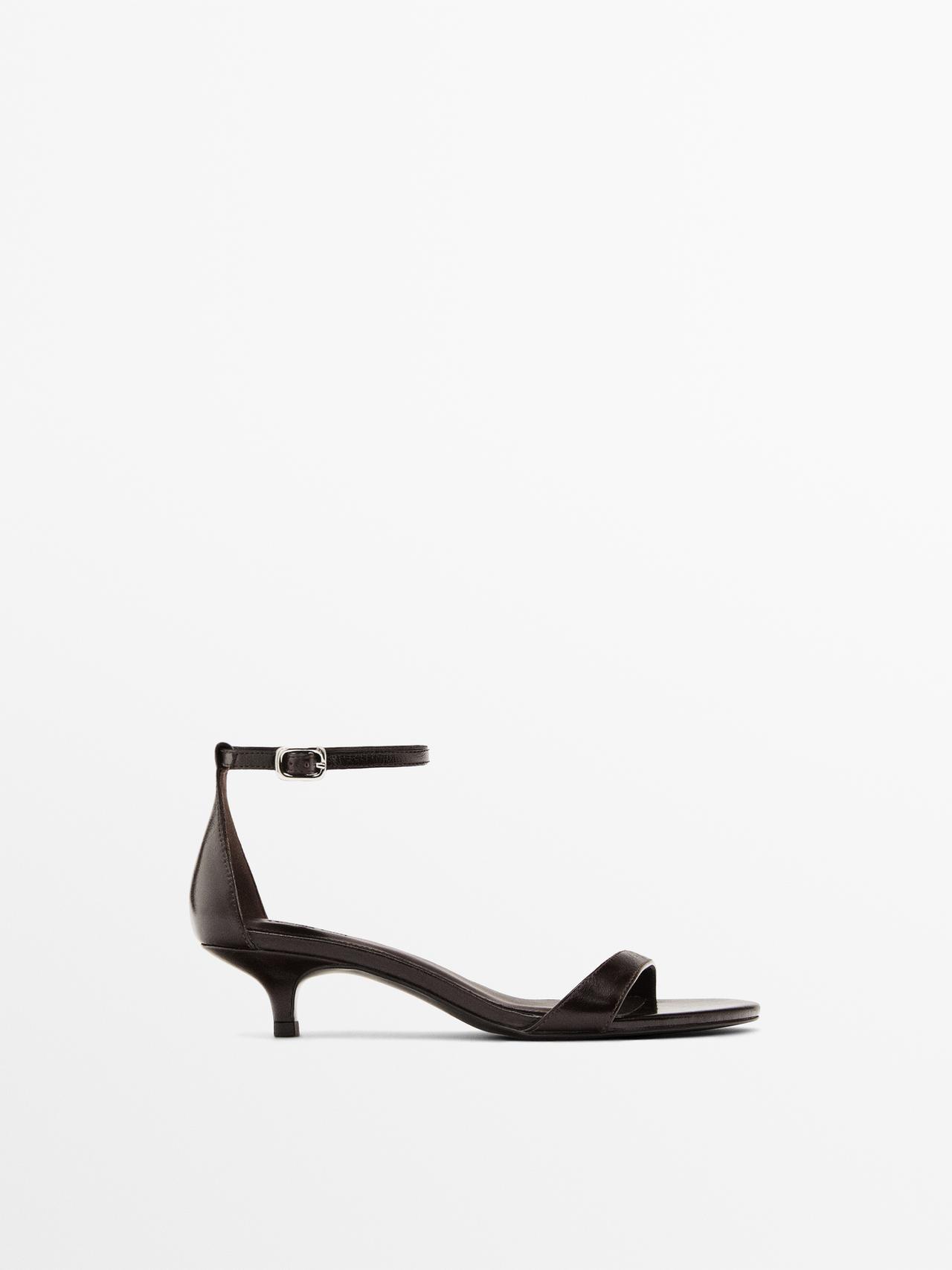 Sandalia Tacón Tira - Marrón - 35 - Massimo Dutti - Mujer