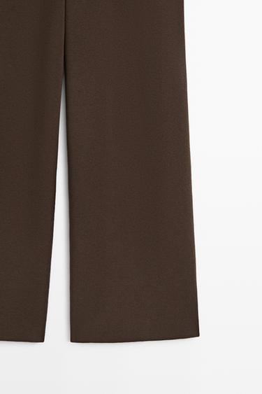 Wide-leg cotton-cashmere pants total look — BROWN 4