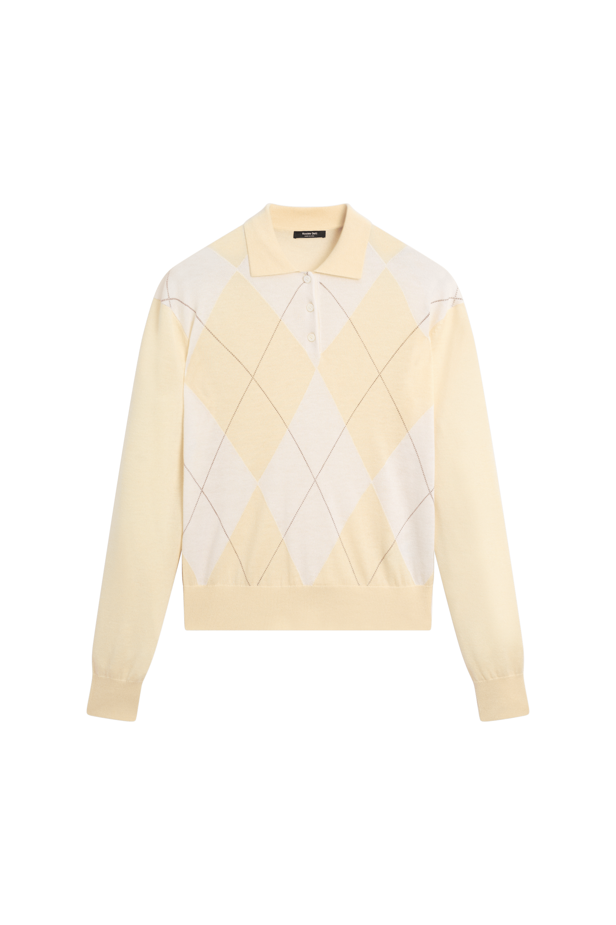 Massimo Dutti Rombus detaylı triko polo kazak görsel 7