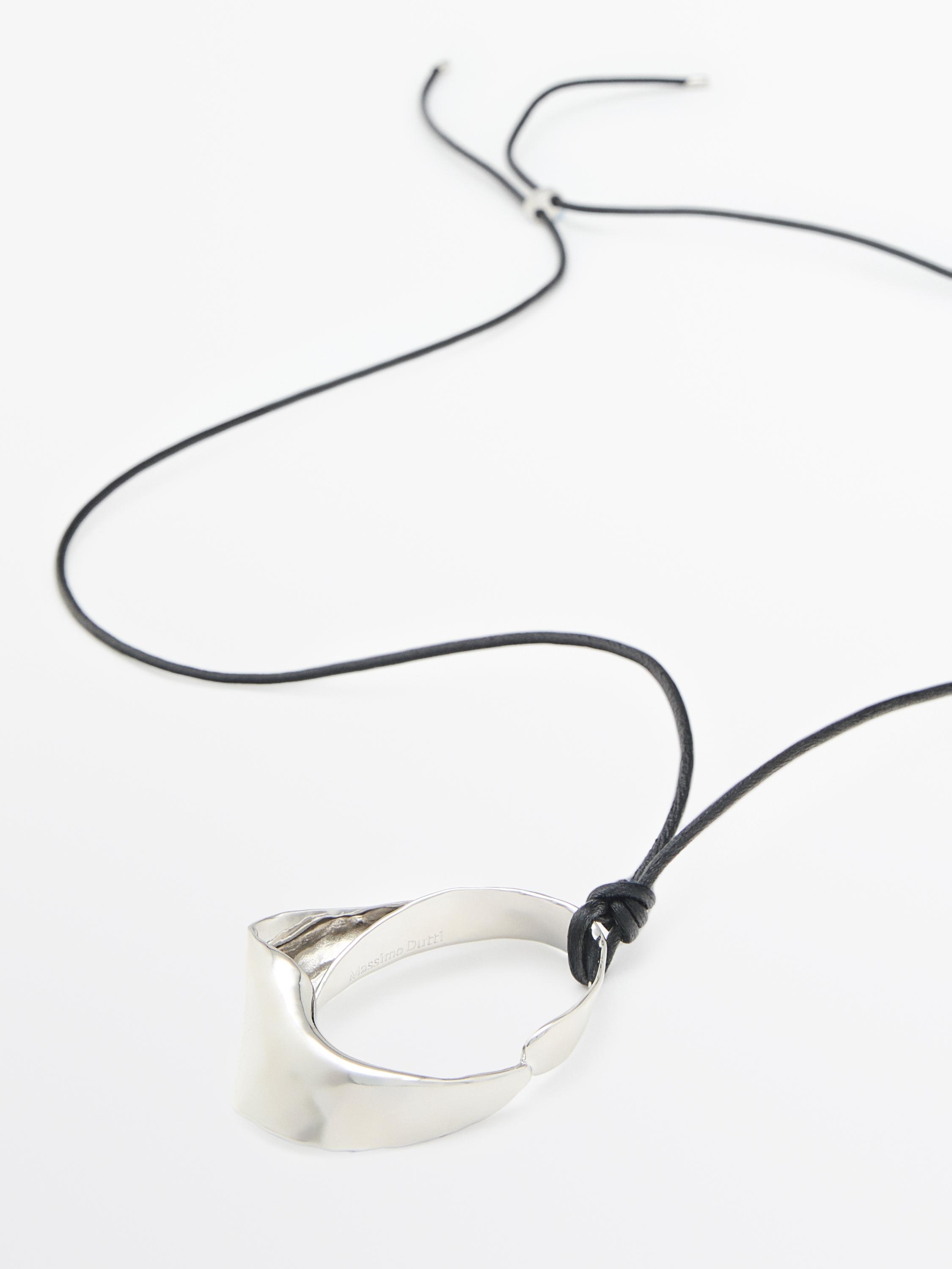 Leather cord necklace with irregular pendant