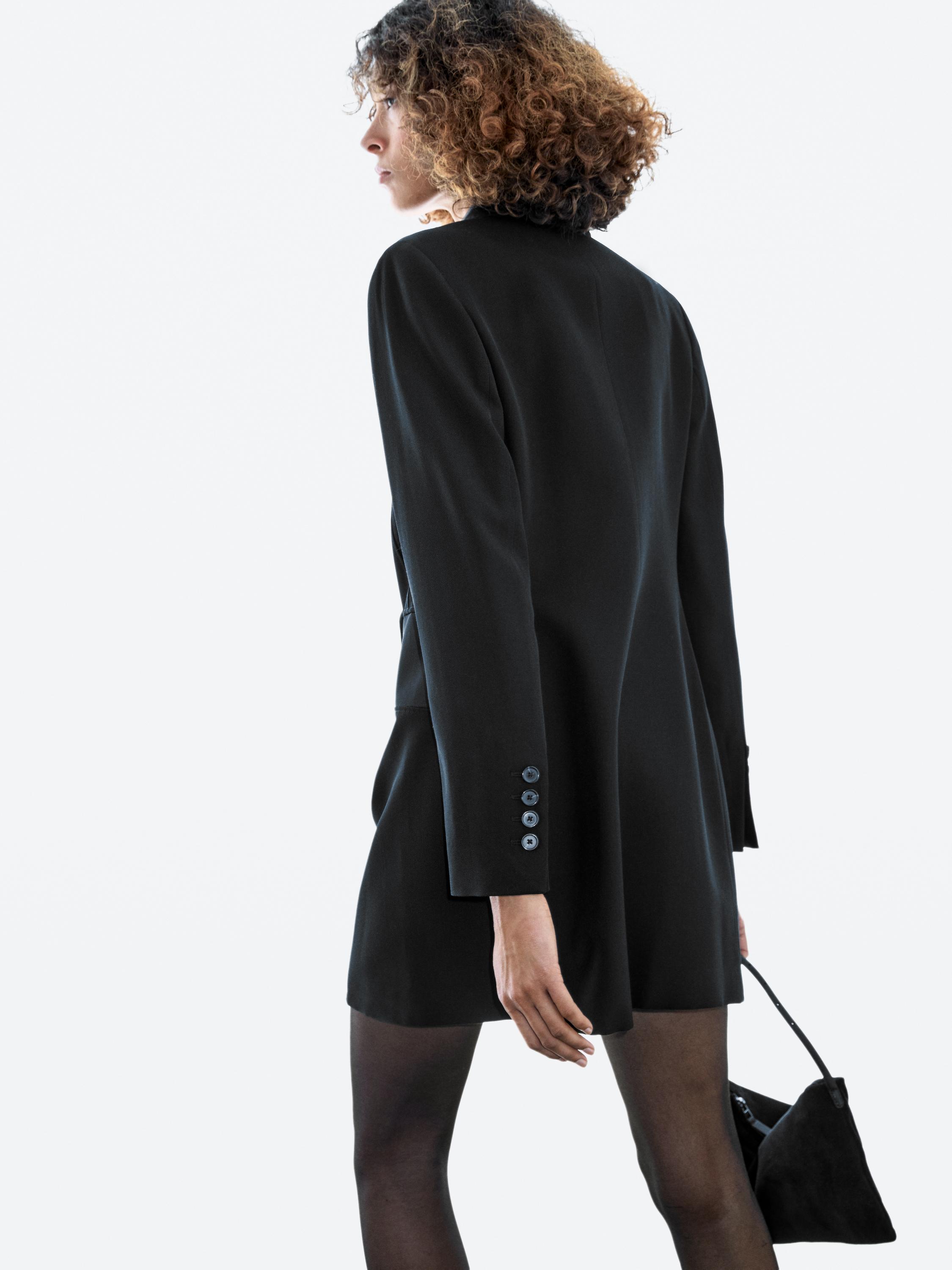 Blazer-style dress with satin detail — BLACK