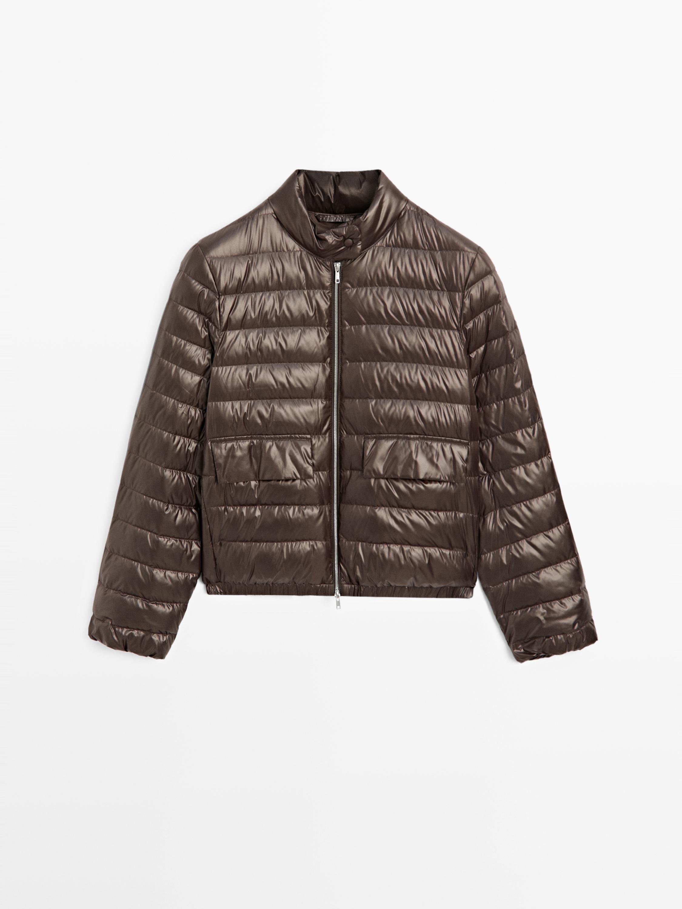 Water-repellent down bomber jacket