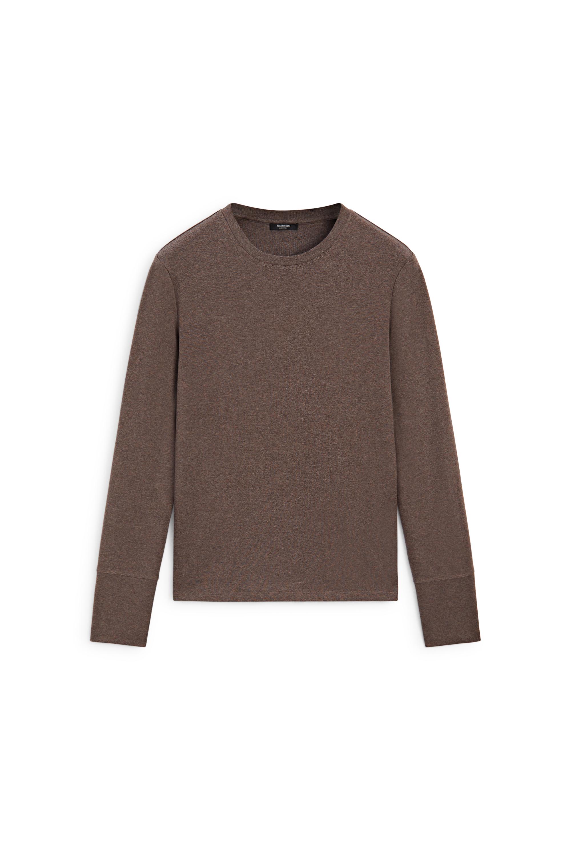 100% cotton long sleeve T-shirt — BROWN