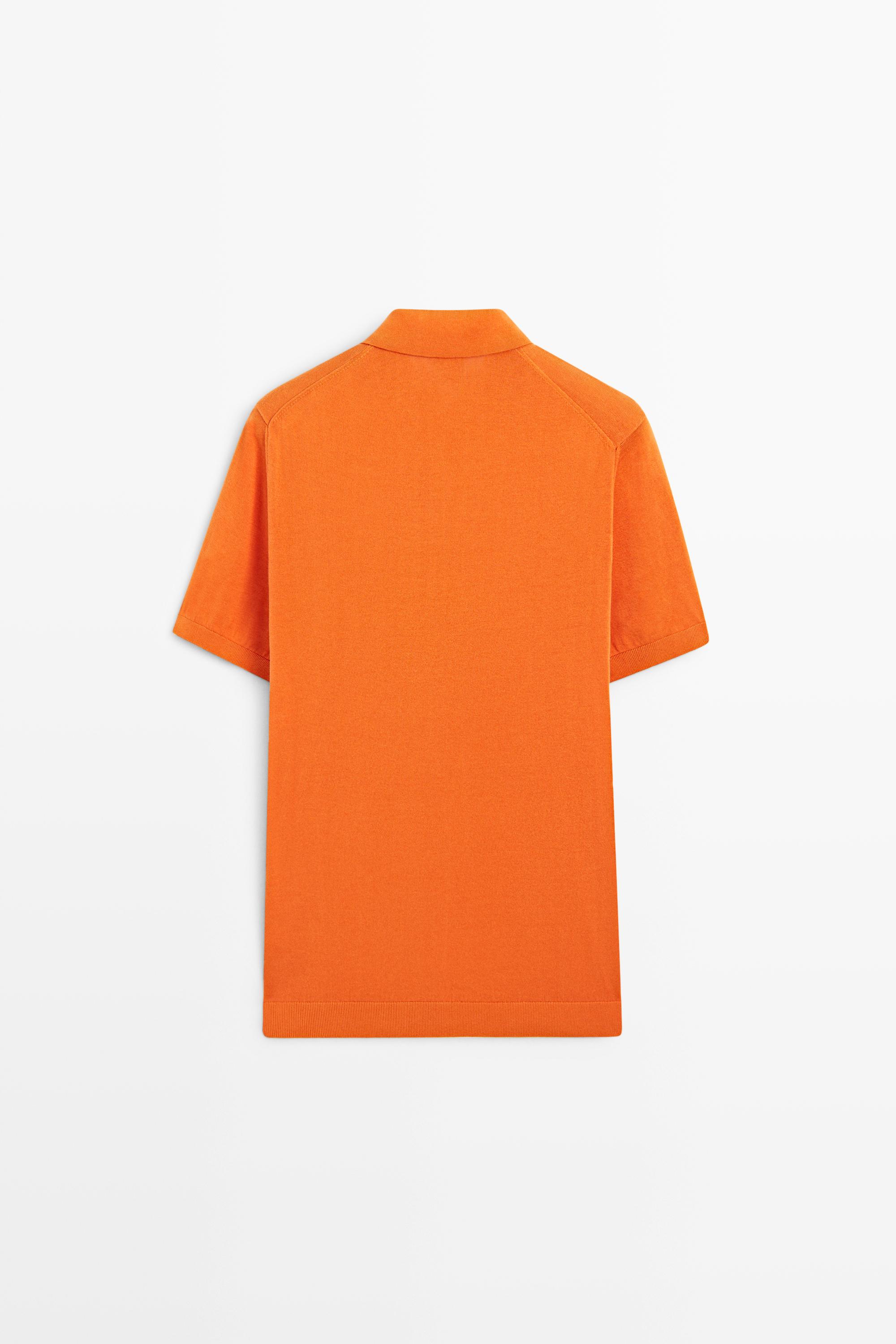 100% Cotton Knit Polo Shirt — ORANGE