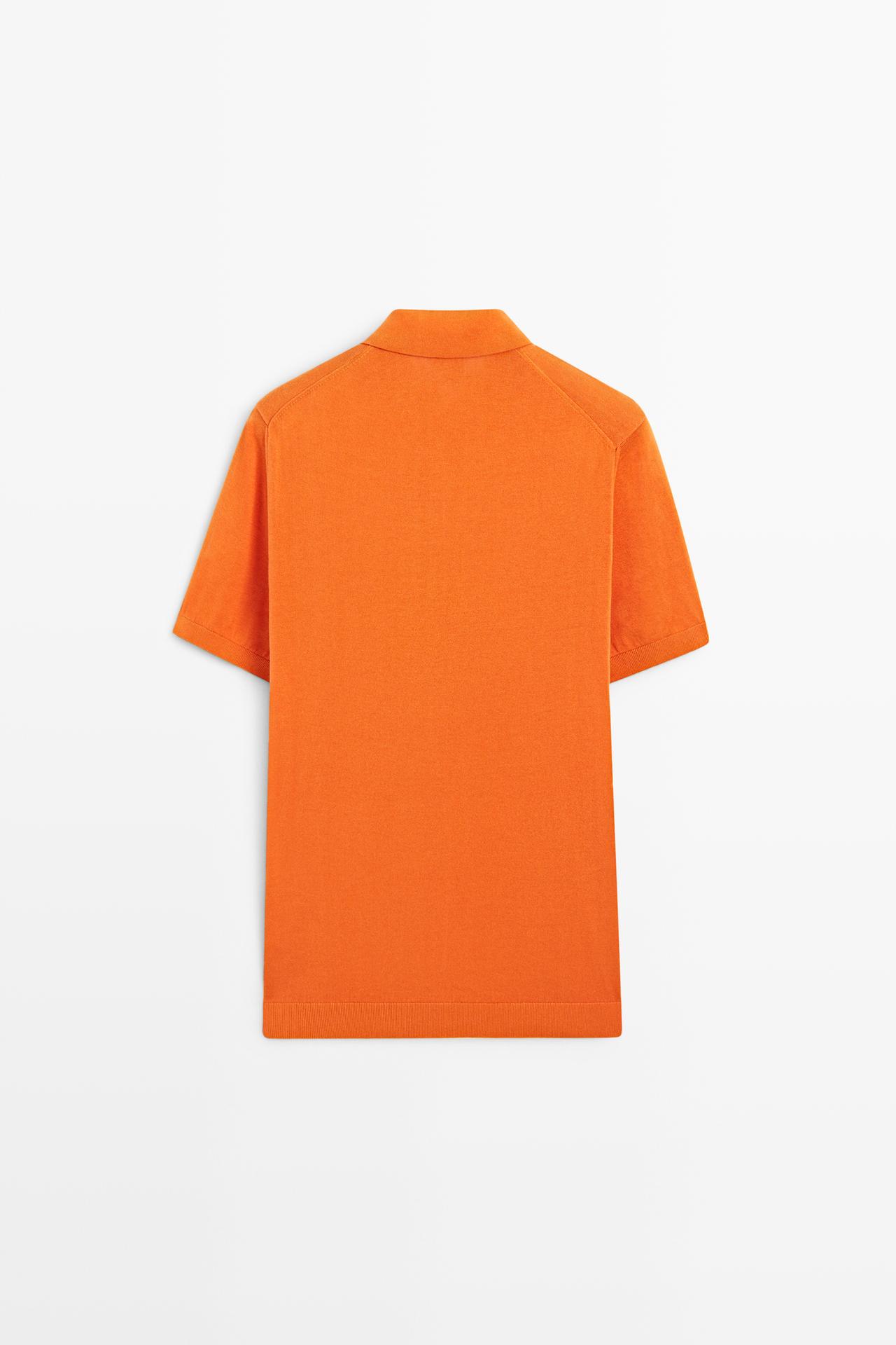 100% Cotton Knit Polo Shirt — ORANGE