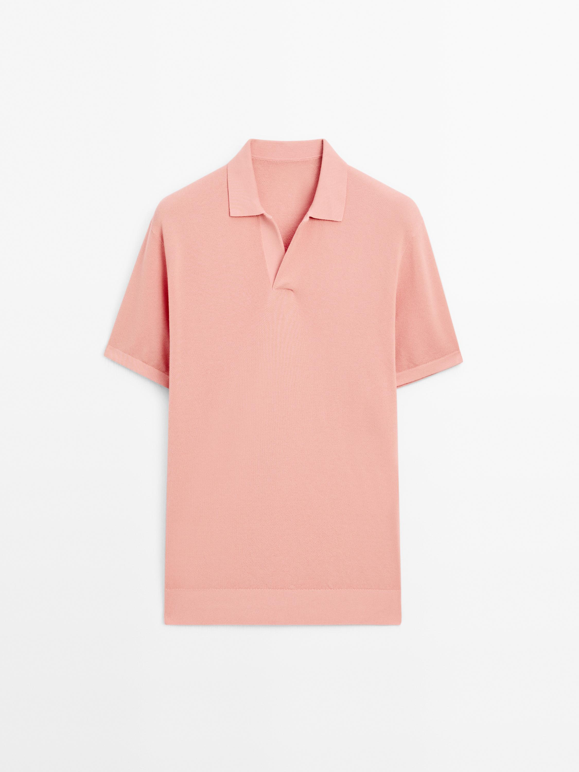 Knit V-neck polo shirt