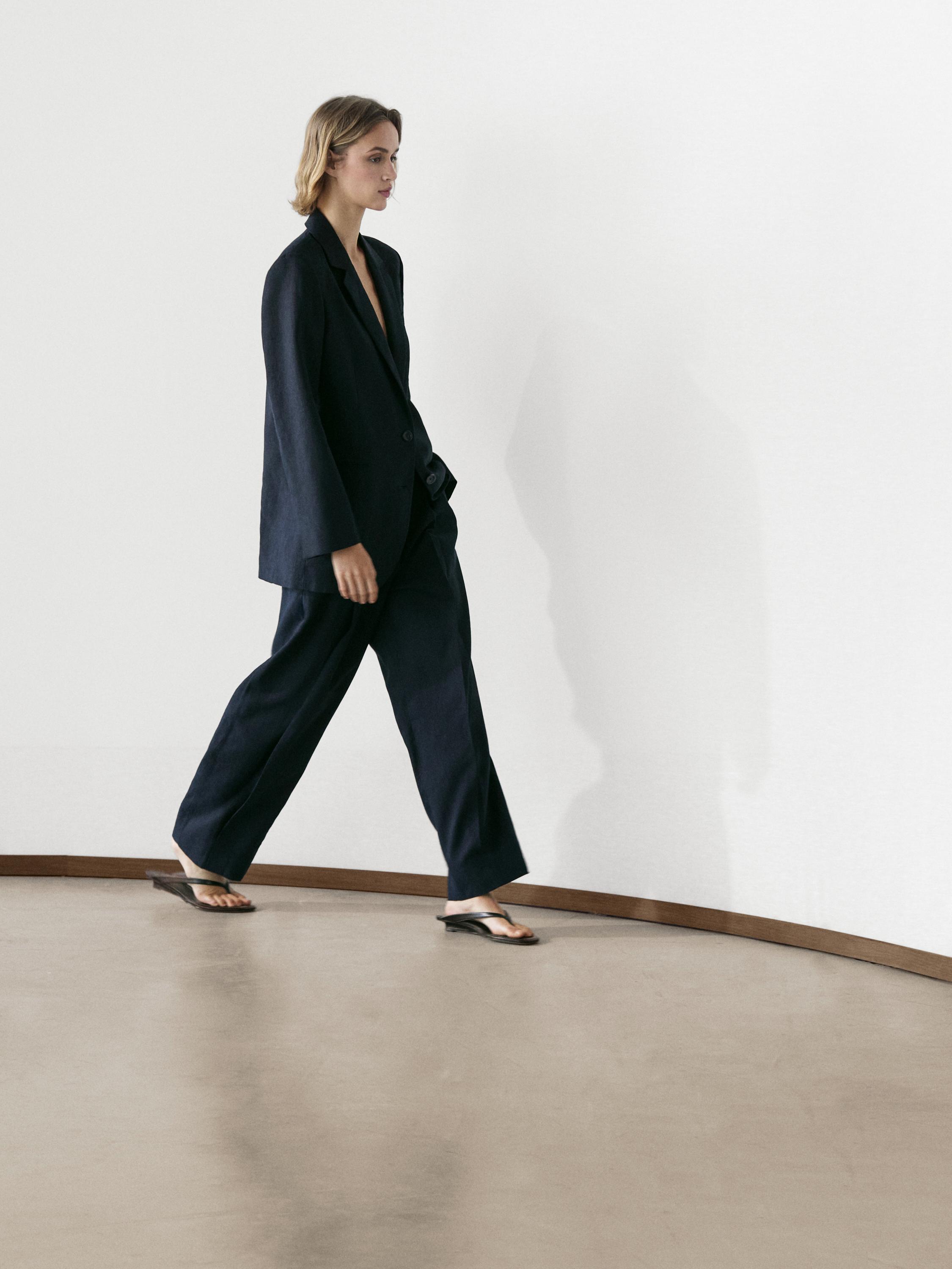 100% linen suit blazer — NAVY BLUE