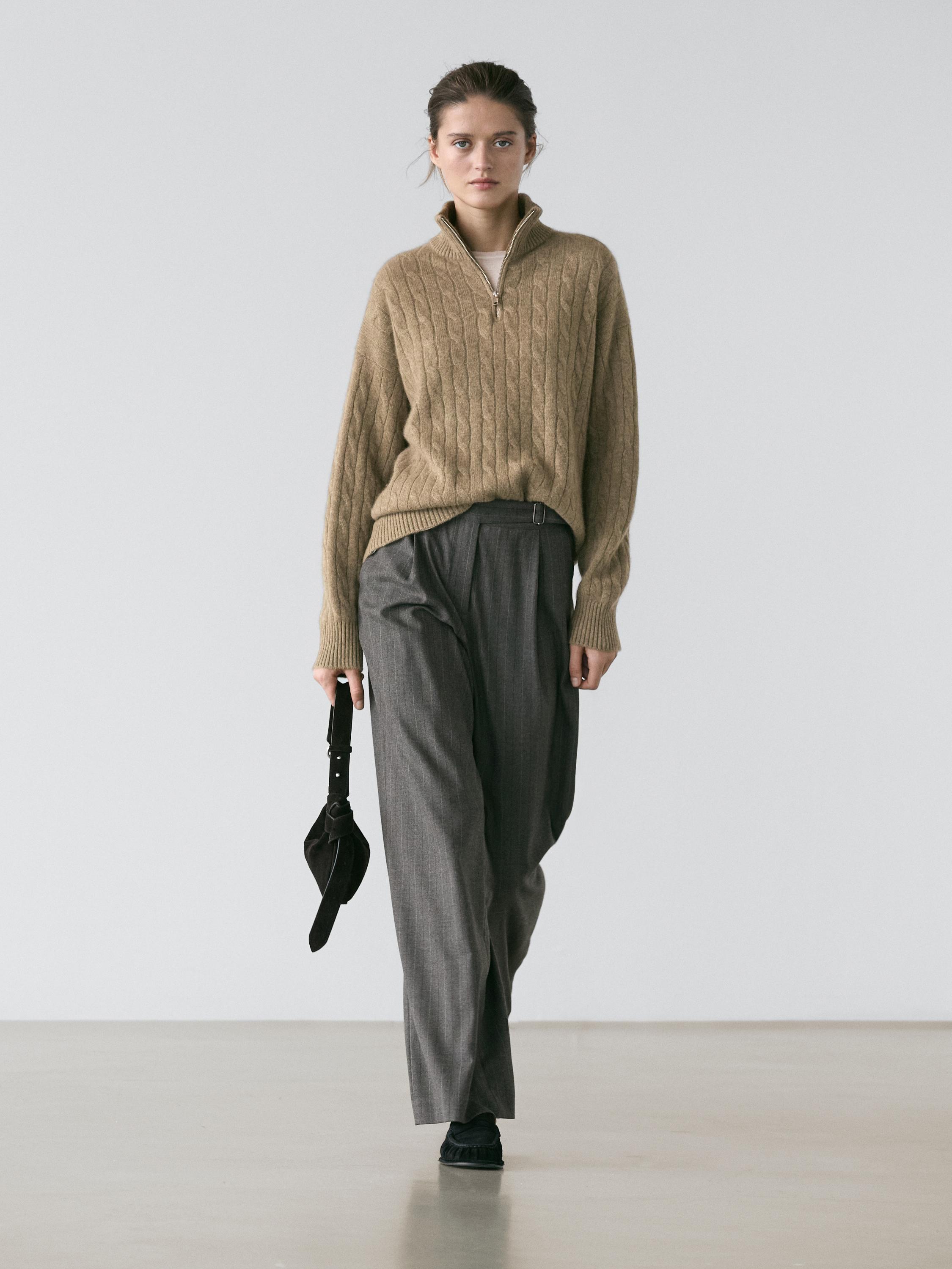 Darted pinstripe trousers — CHARCOAL