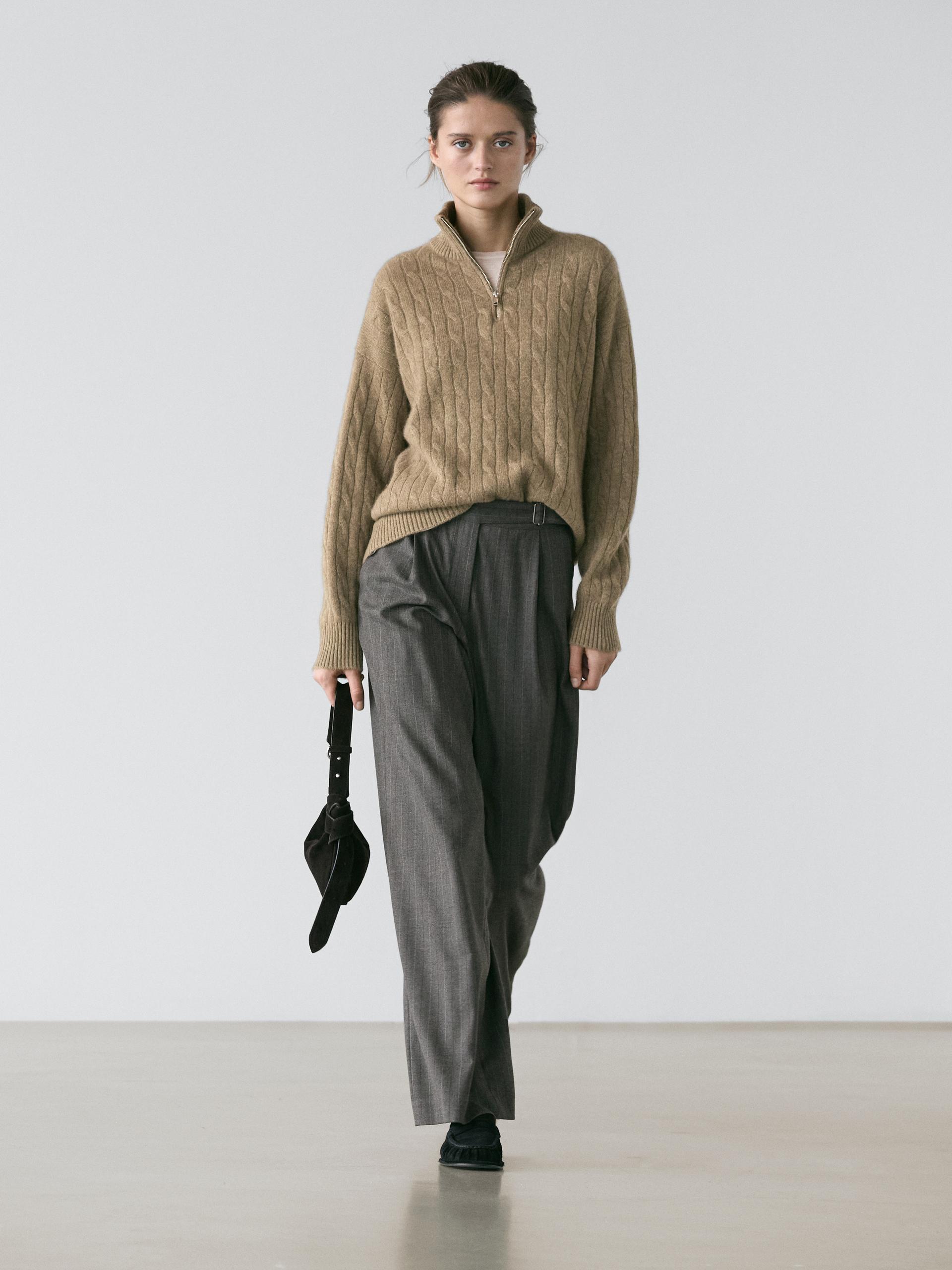 Pantaloni Gessati Con Pince - Grigio Marengo - 34 (It 38) - Massimo Dutti - Femminile
