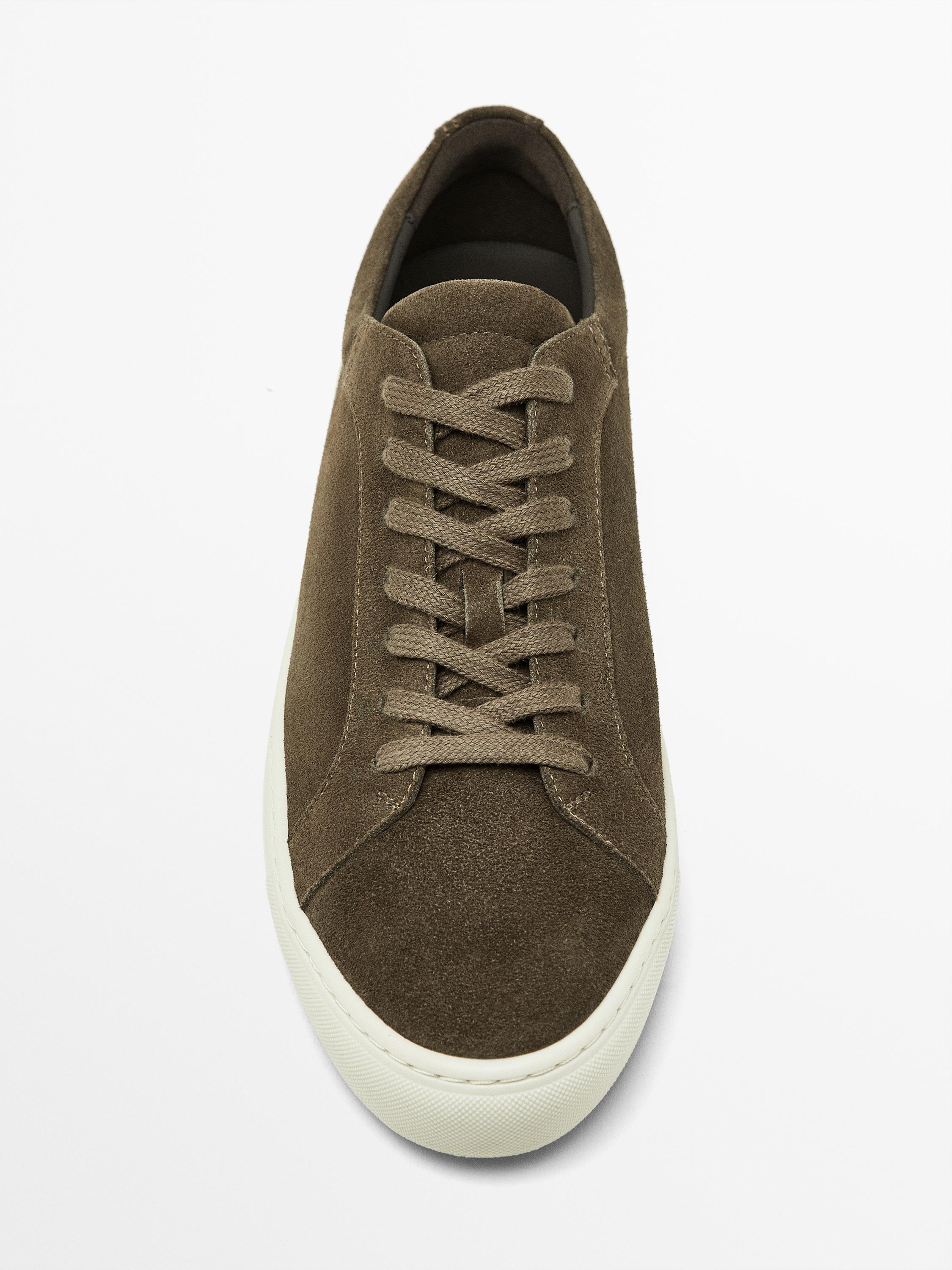Split suede trainers