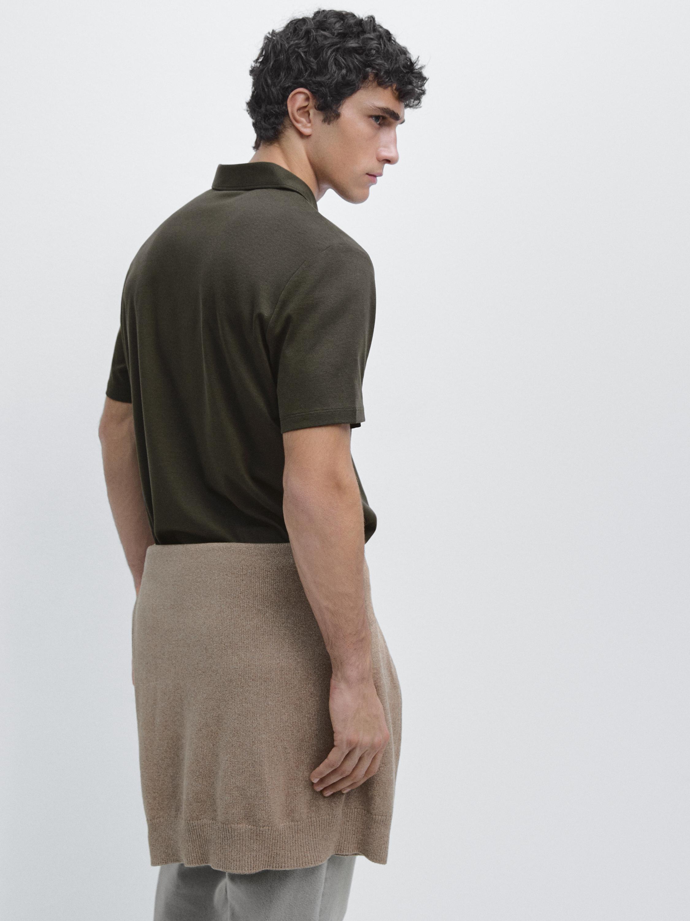 Short sleeve polo shirt with zip detail — DARK GREEN