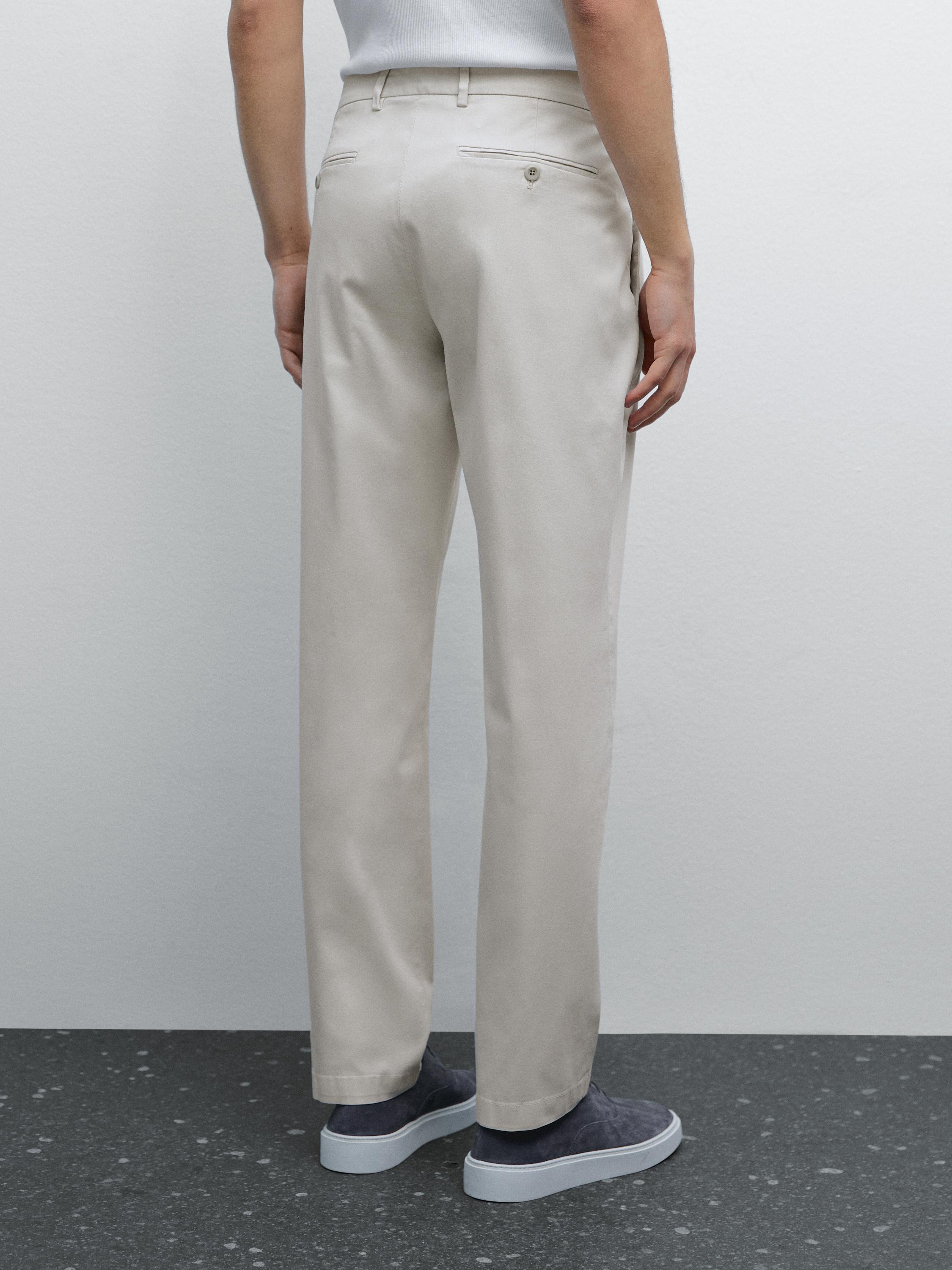 Slim fit cotton blend trousers