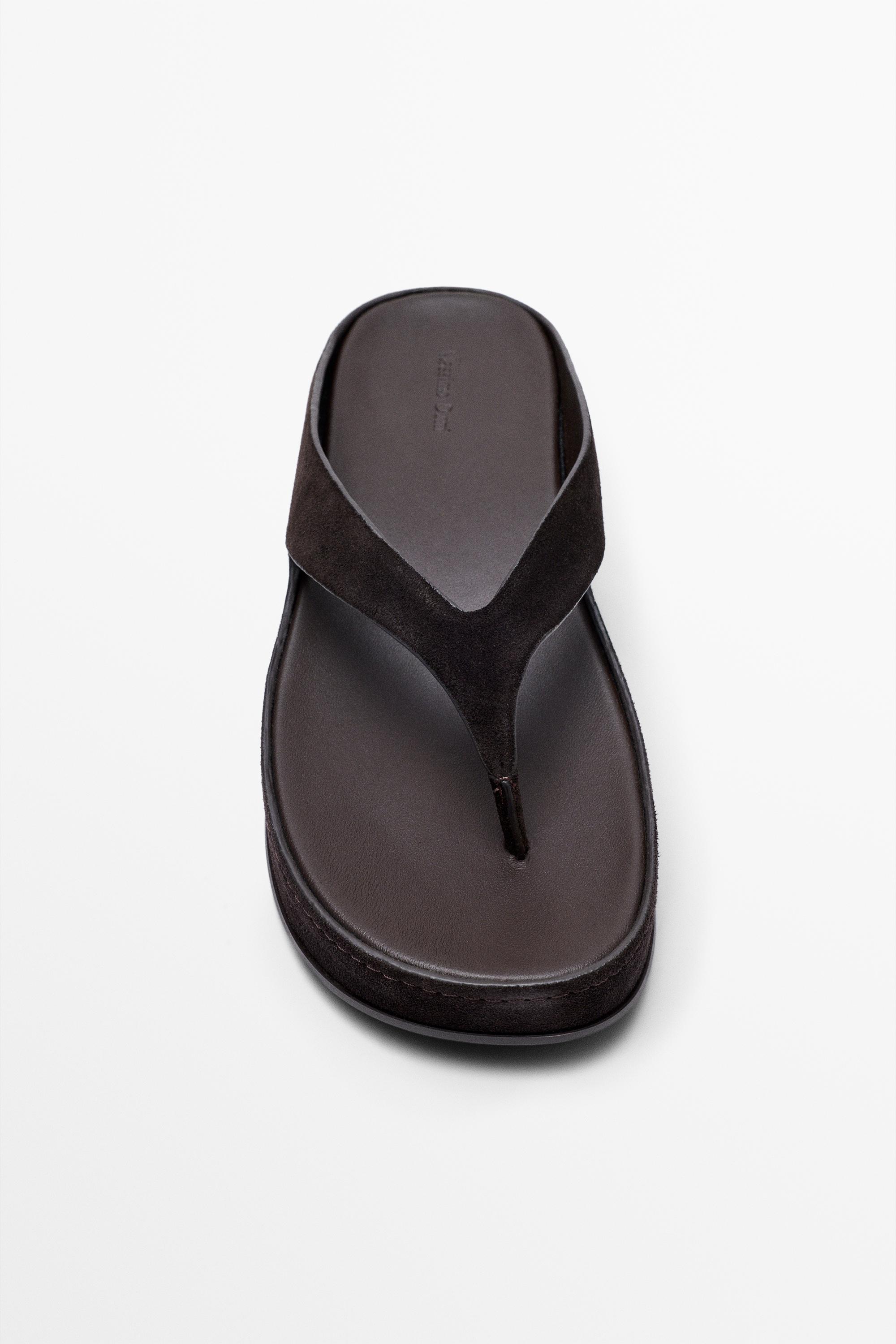 Leather platform sandals — BROWN