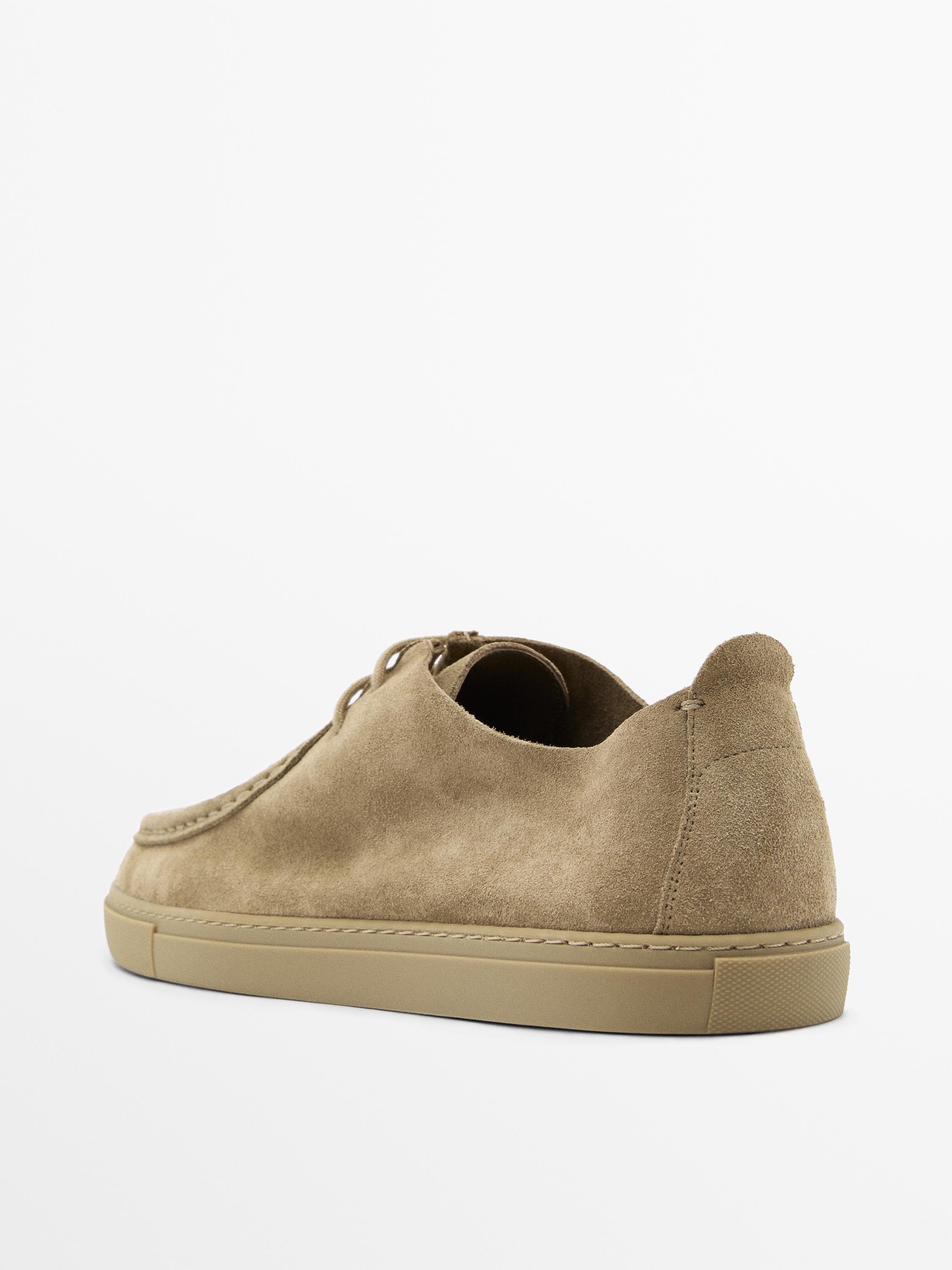 Soft leather moc toe shoes — SAND