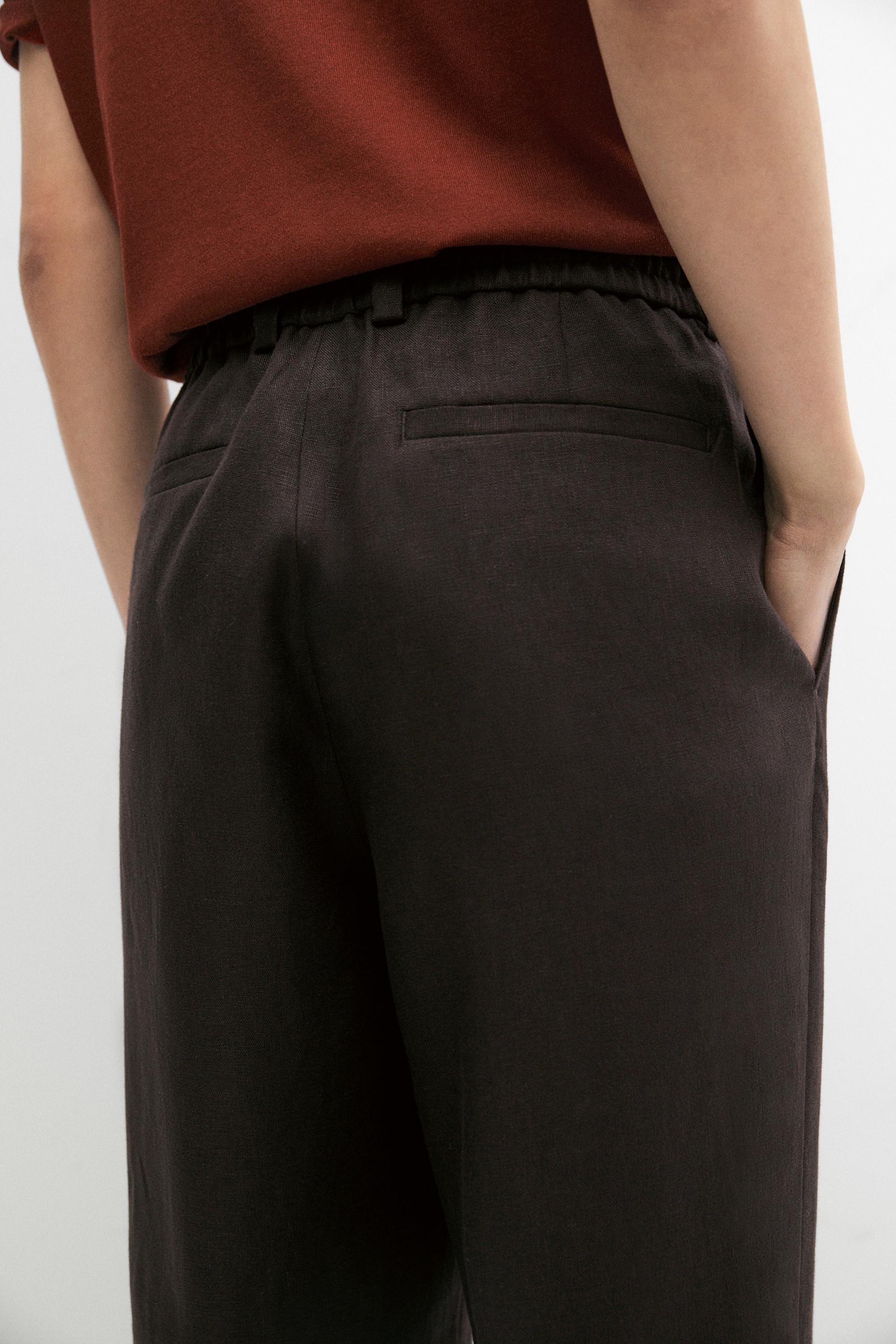 100% linen total look trousers — BROWN