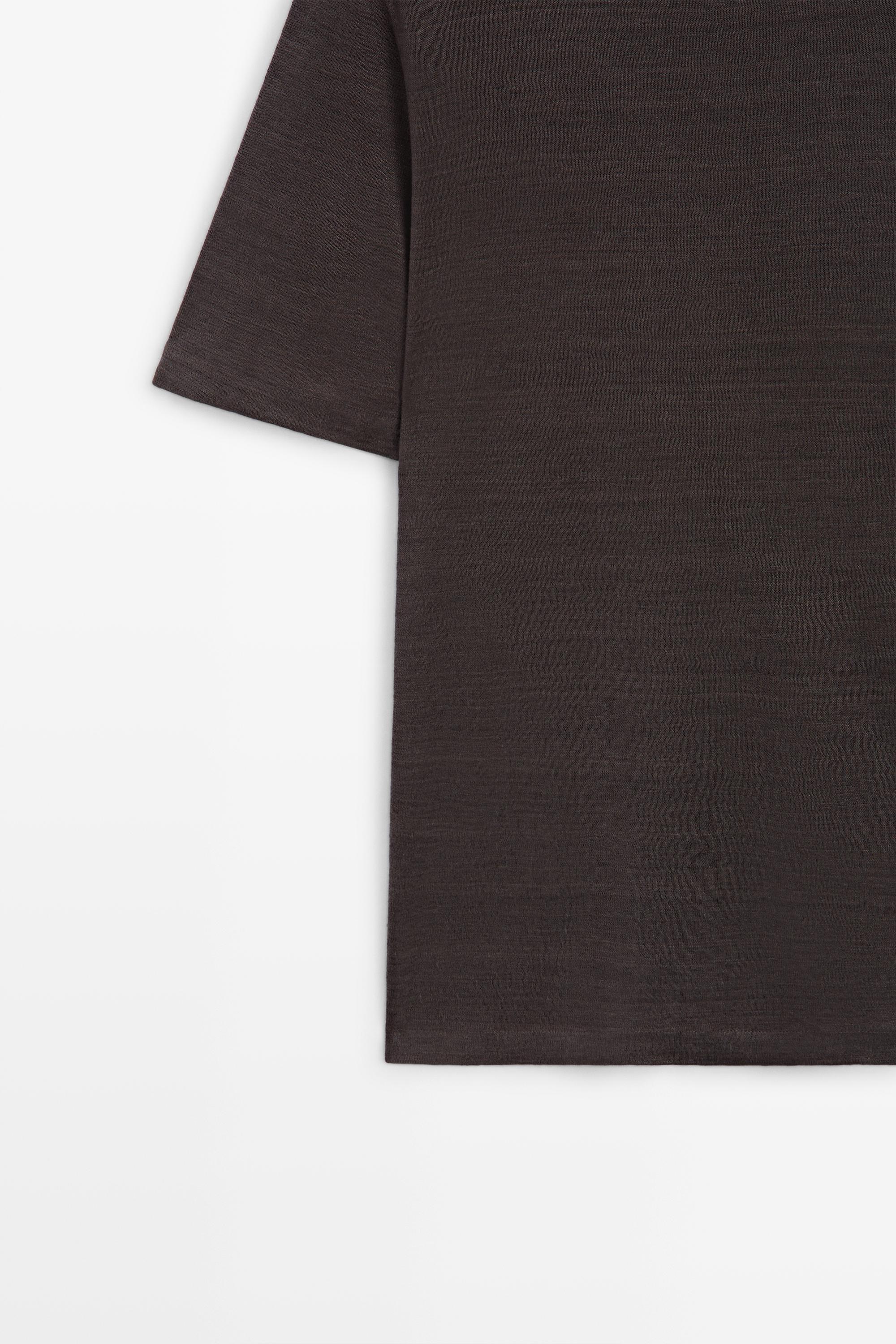 100% linen short sleeve T-shirt — BROWN