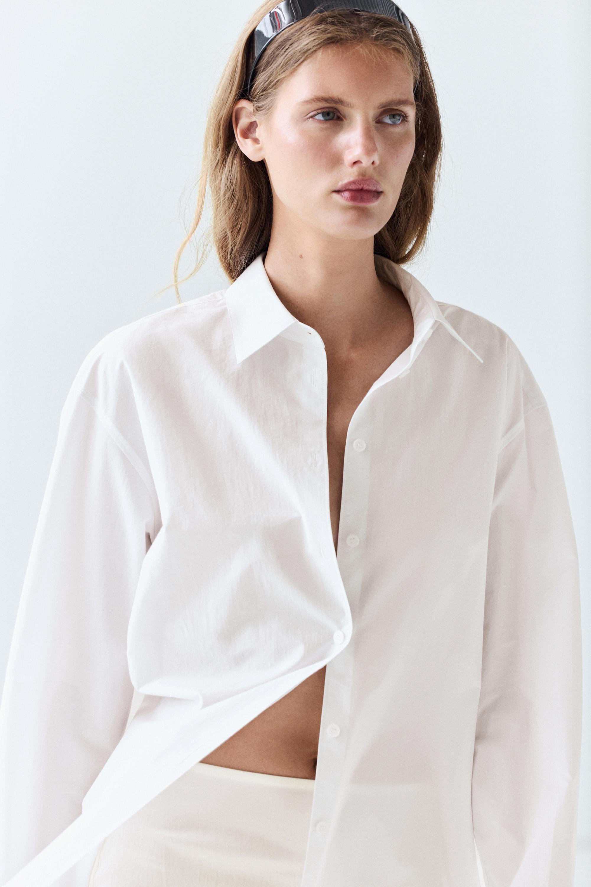 100% cotton poplin shirt — WHITE