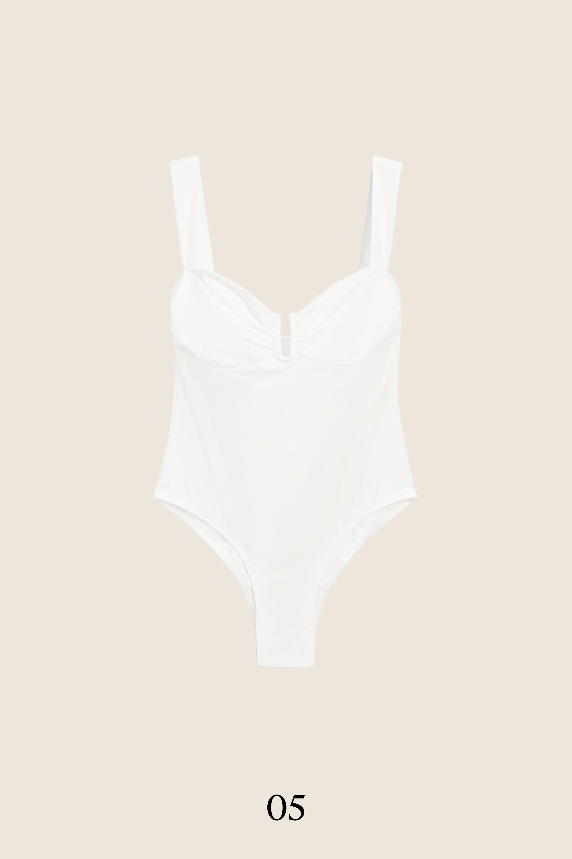 Swimsuit with gathered detail — Off white