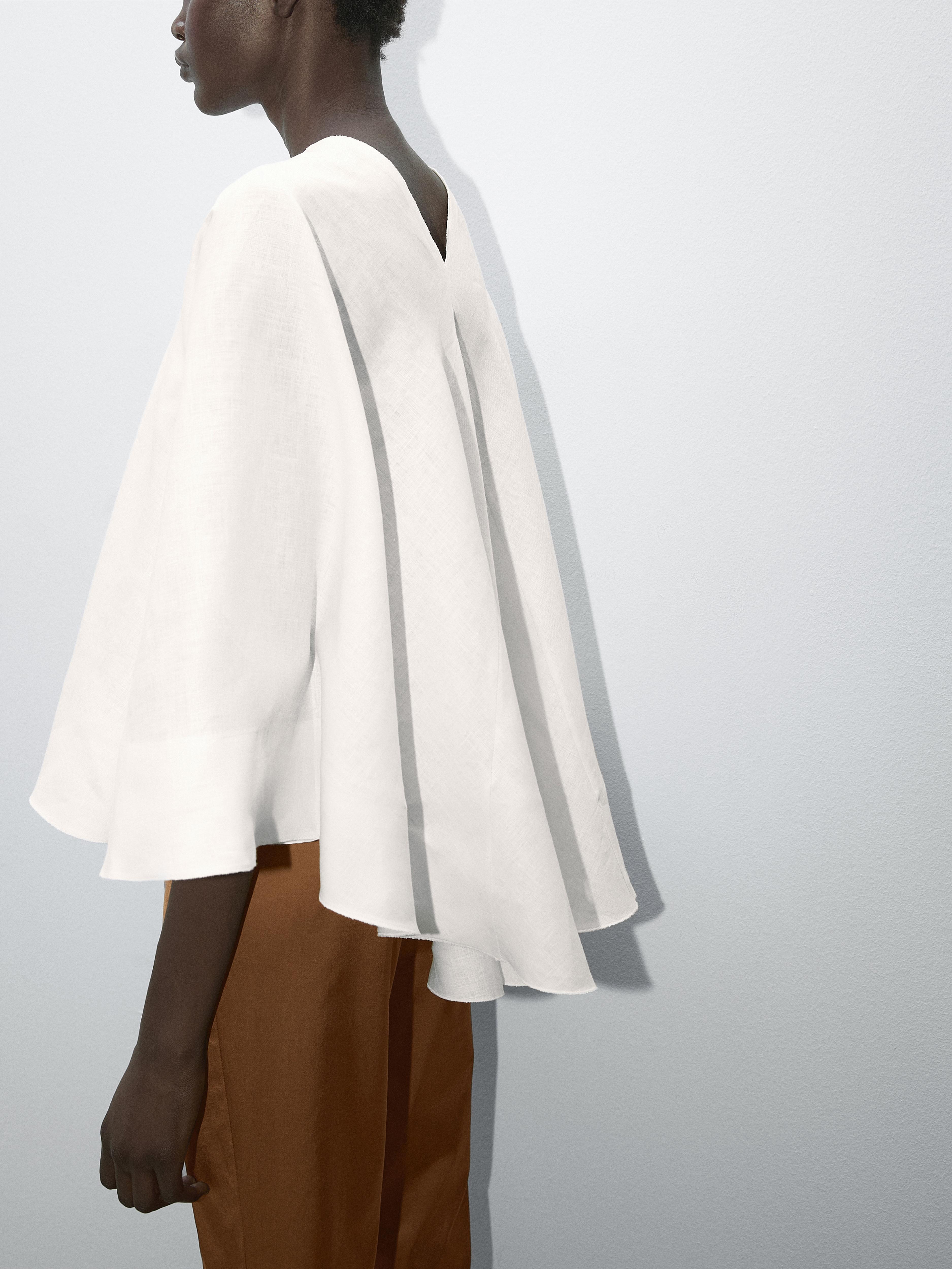 Flowing linen cape shirt - Studio