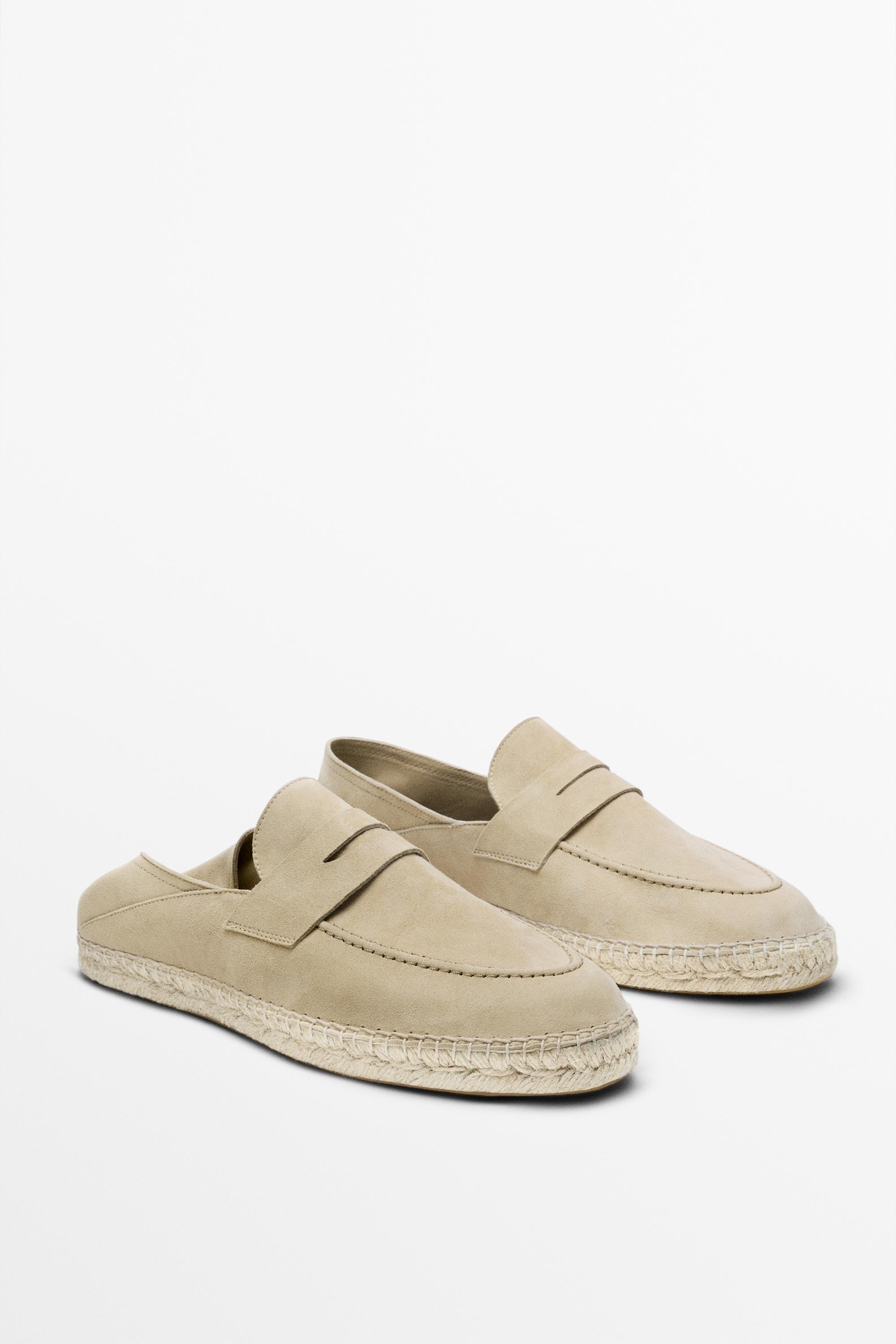 Suede penny strap espadrilles — BEIGE