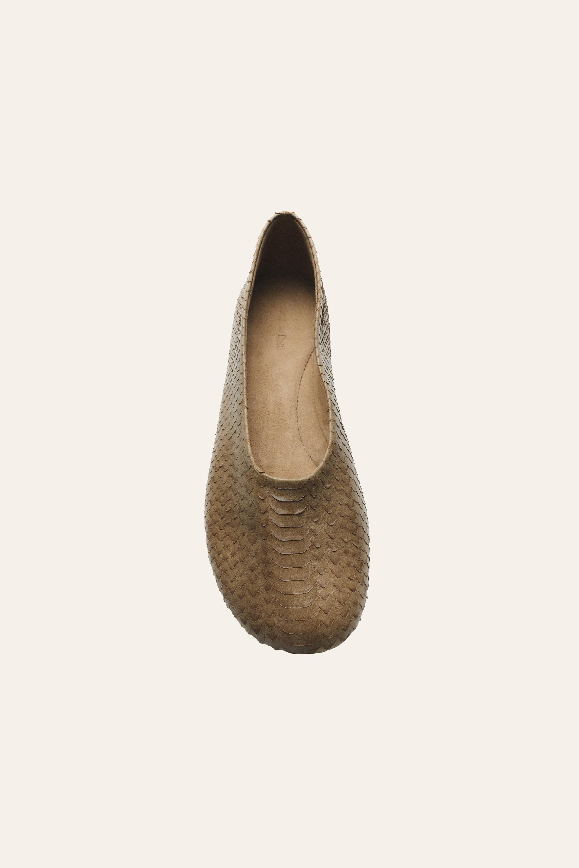 Round toe leather ballerinas — ANIMAL PRINT