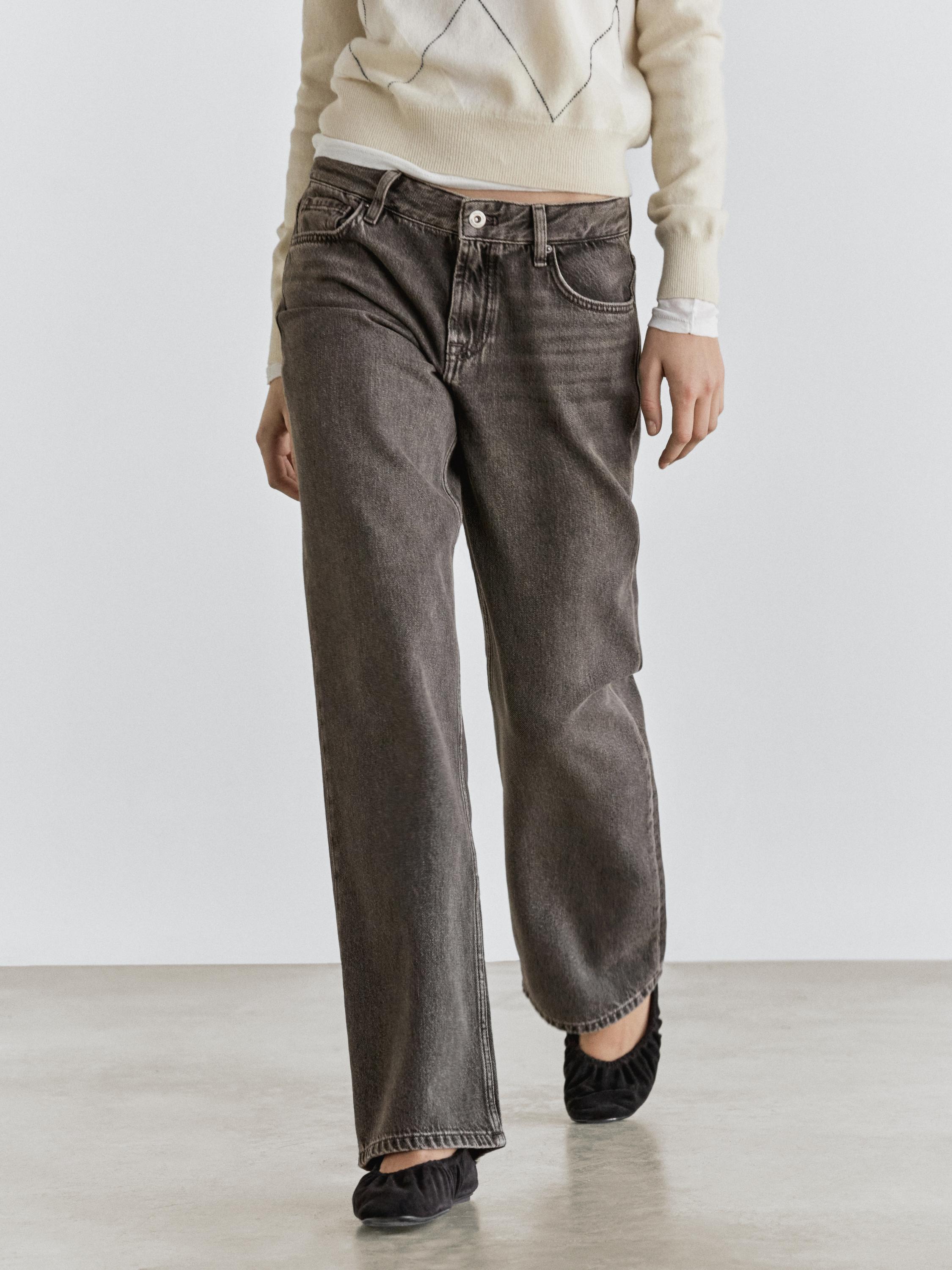 Straight-leg low-rise jeans — NATURAL GREY