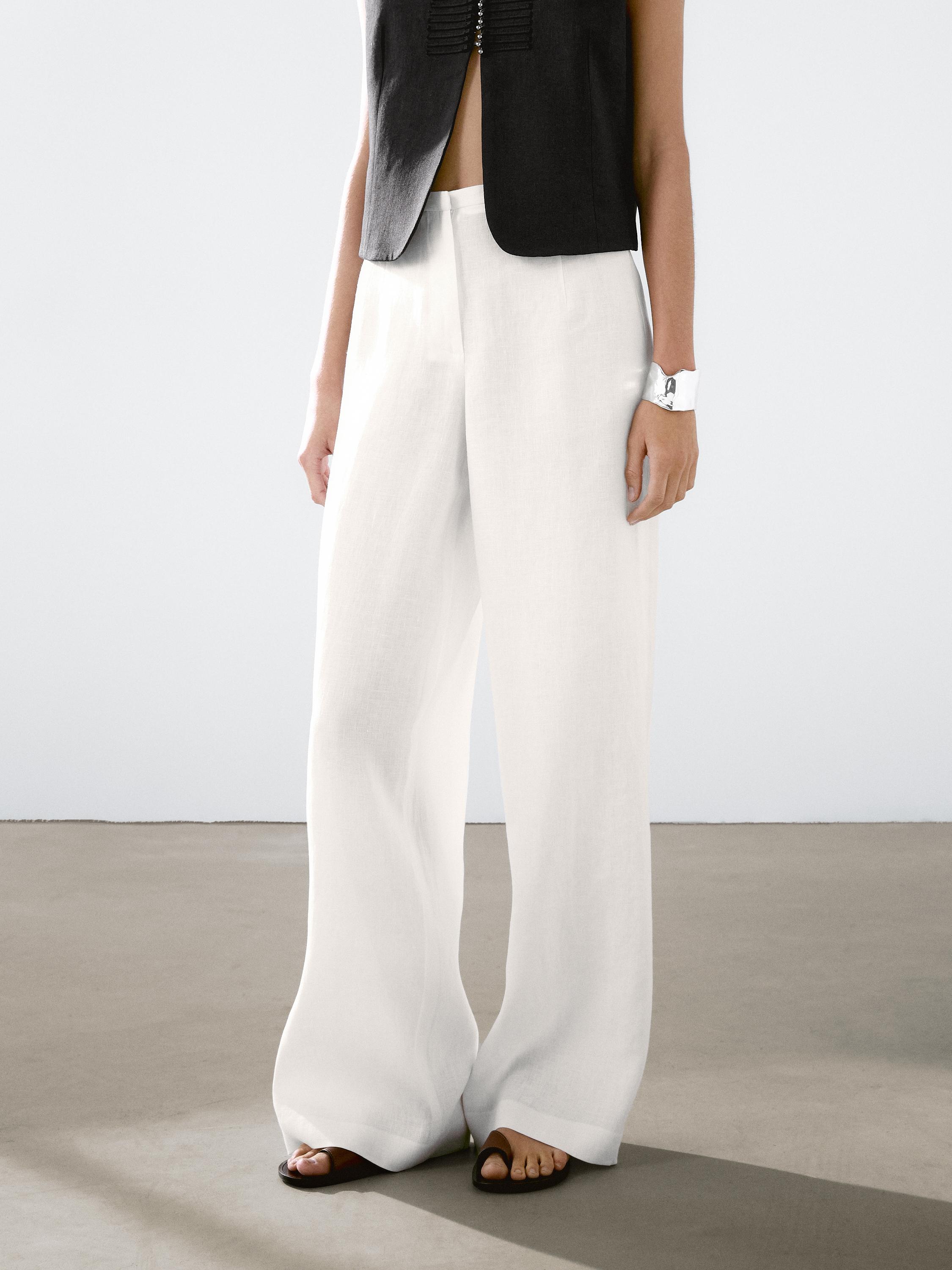 100% linen suit trousers