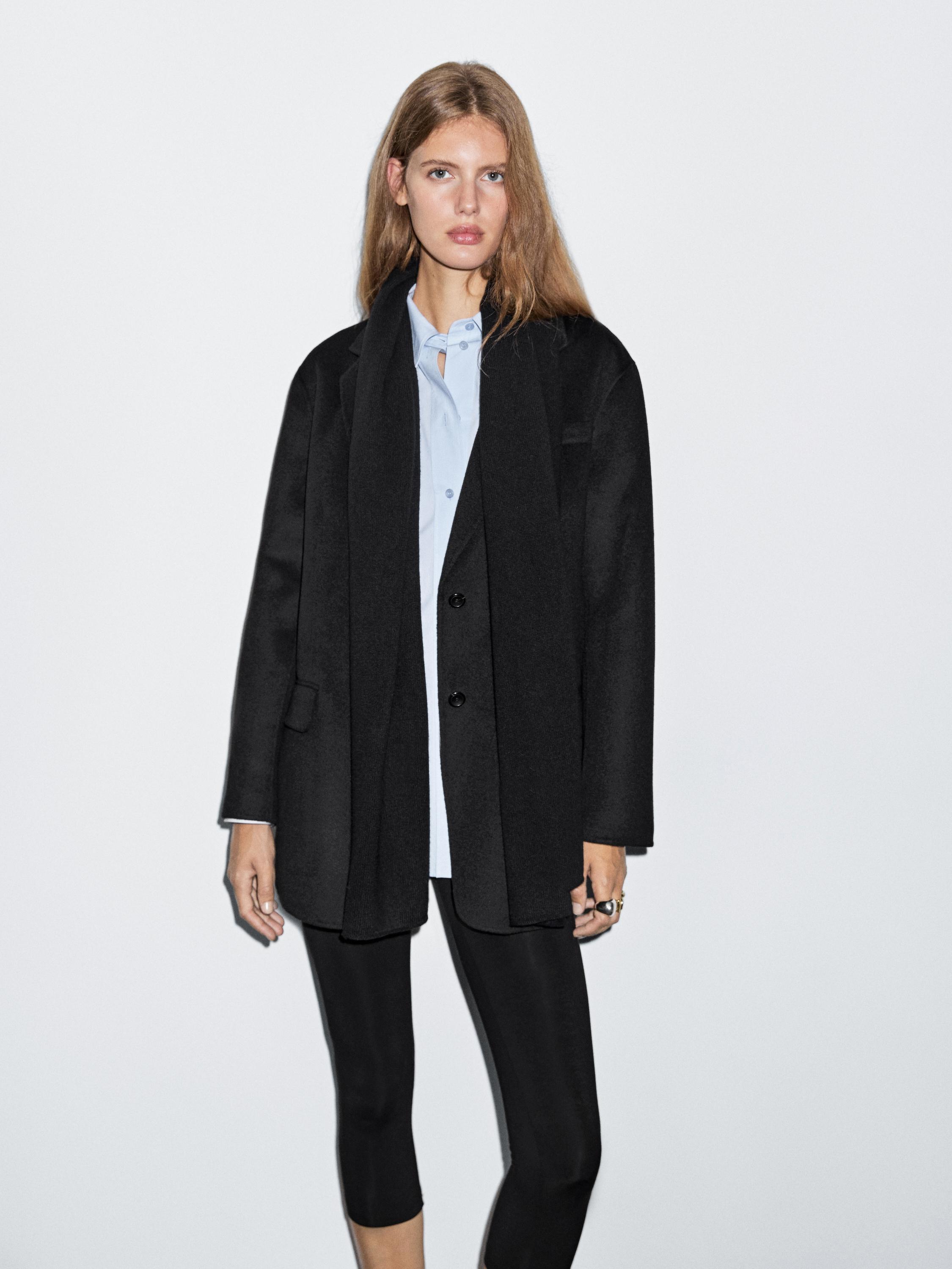 Wool blend blazer with scarf