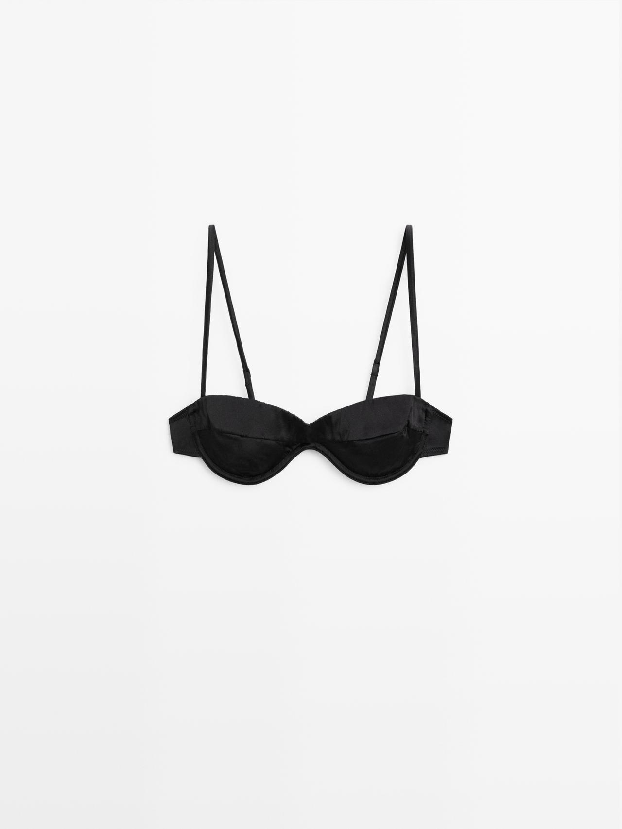 Massimo Dutti - Dames - Bandeau Met Ring En Stikseldetail - Zwart - 70B