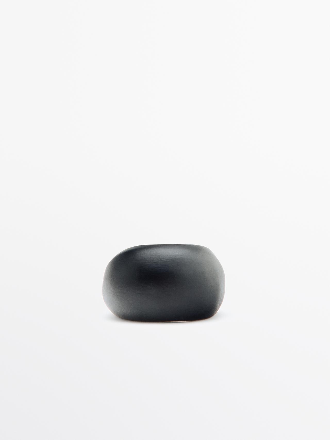 Massimo Dutti - Dames - Houten Ring - Zwart - 01