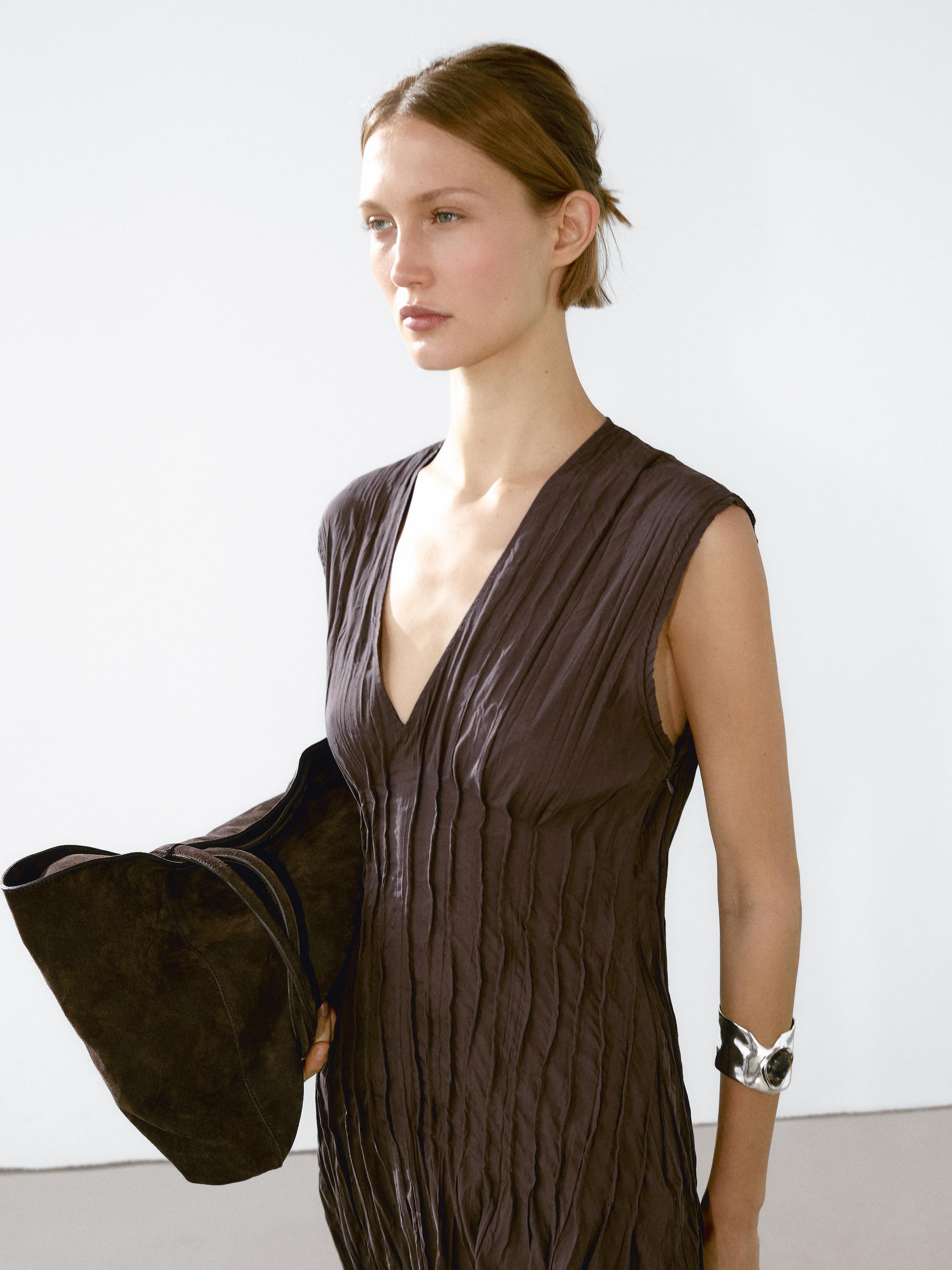 Flowing pleated midi dress