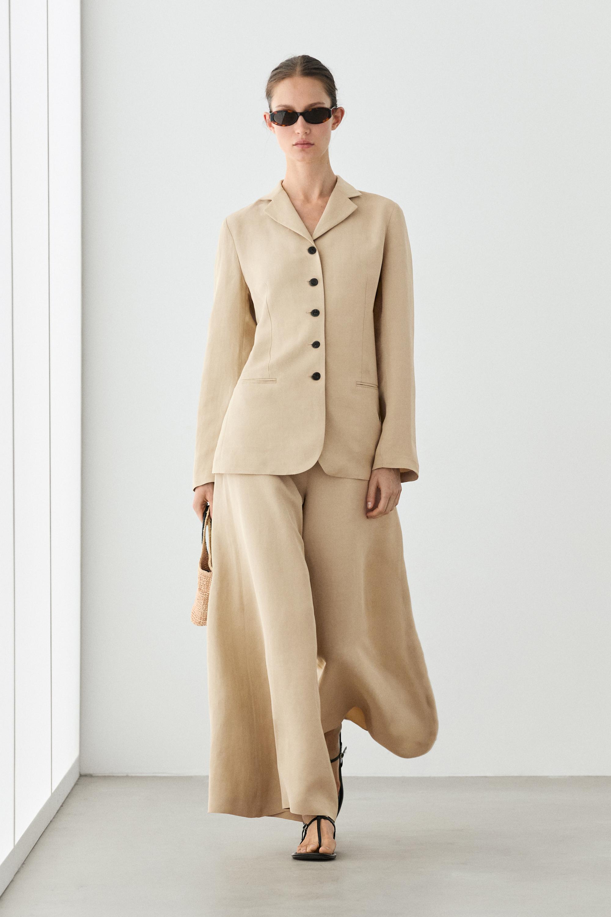 Flowing buttoned blazer — BEIGE