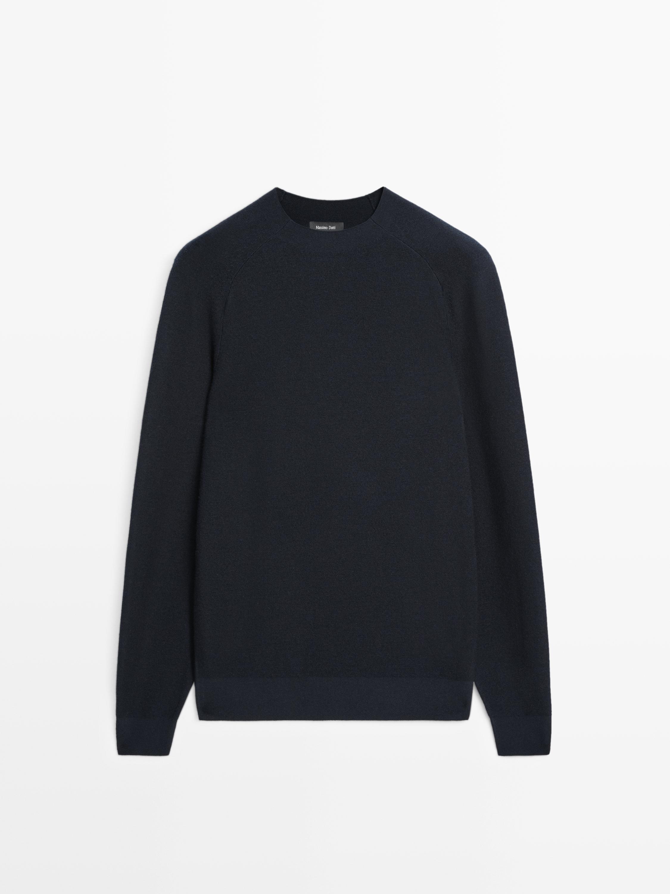 100% wool raglan sleeve knit sweater